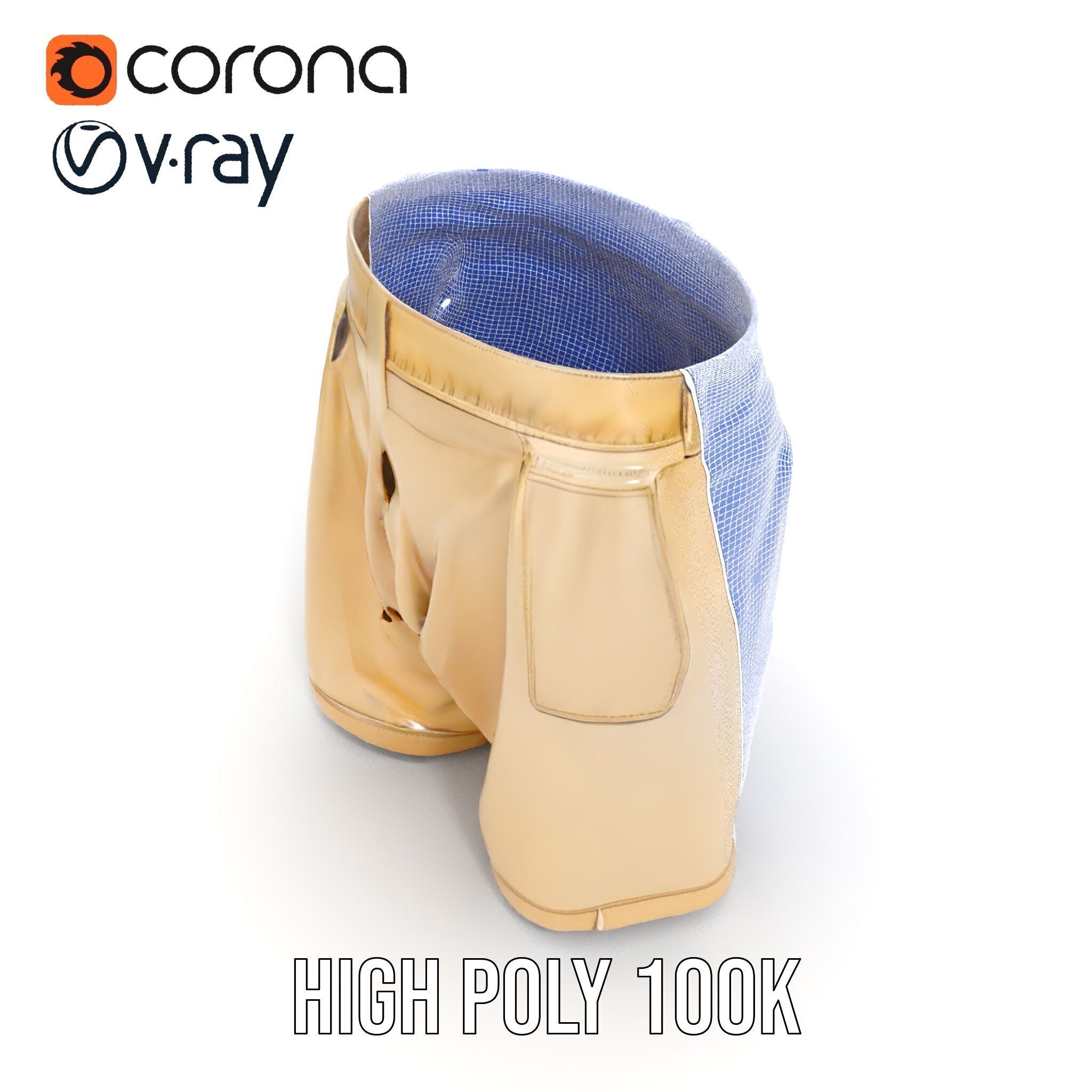 Casual Beige Shorts D Model Pack for Fashion and Rendering Low-poly 3D model_38