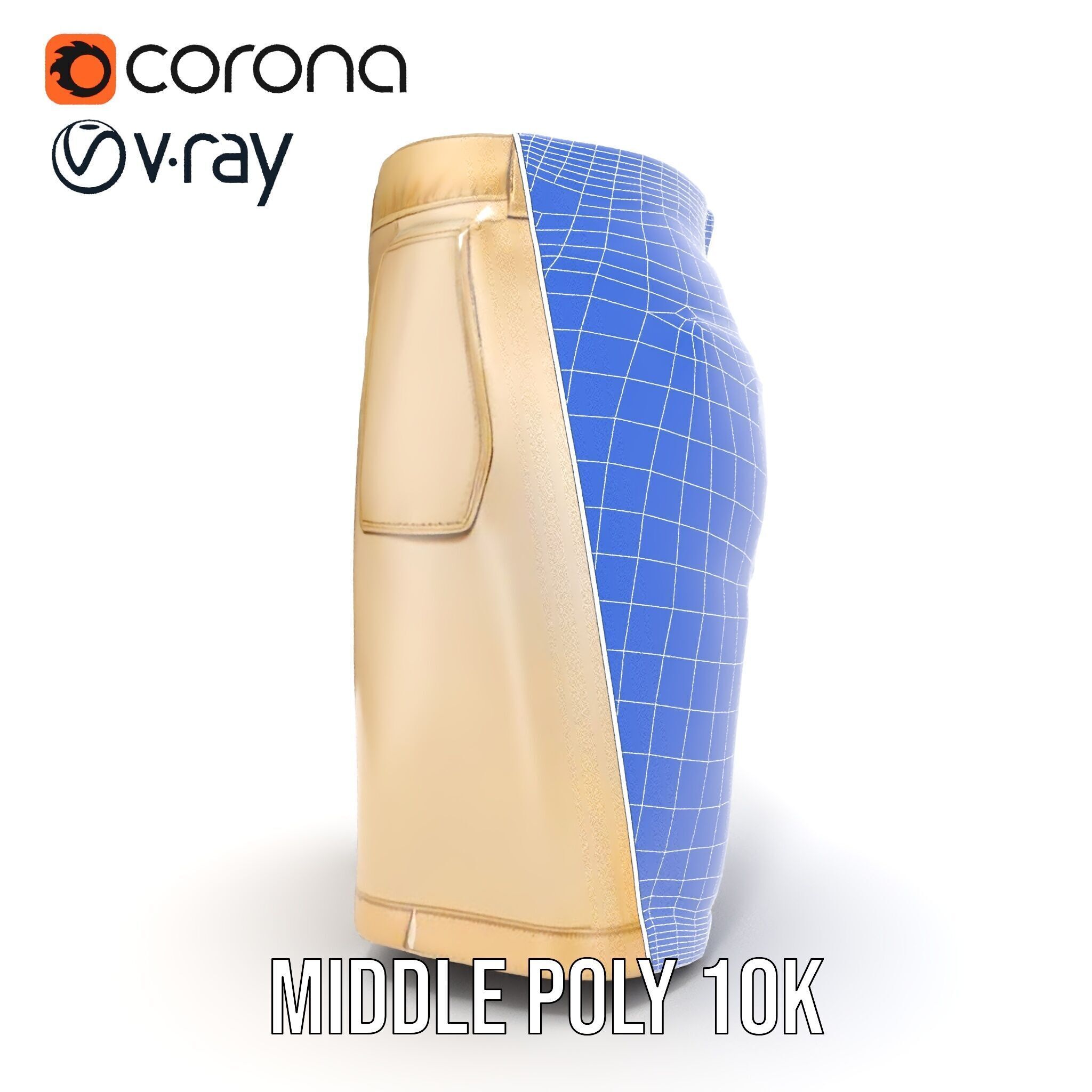 Casual Beige Shorts D Model Pack for Fashion and Rendering Low-poly 3D model_30