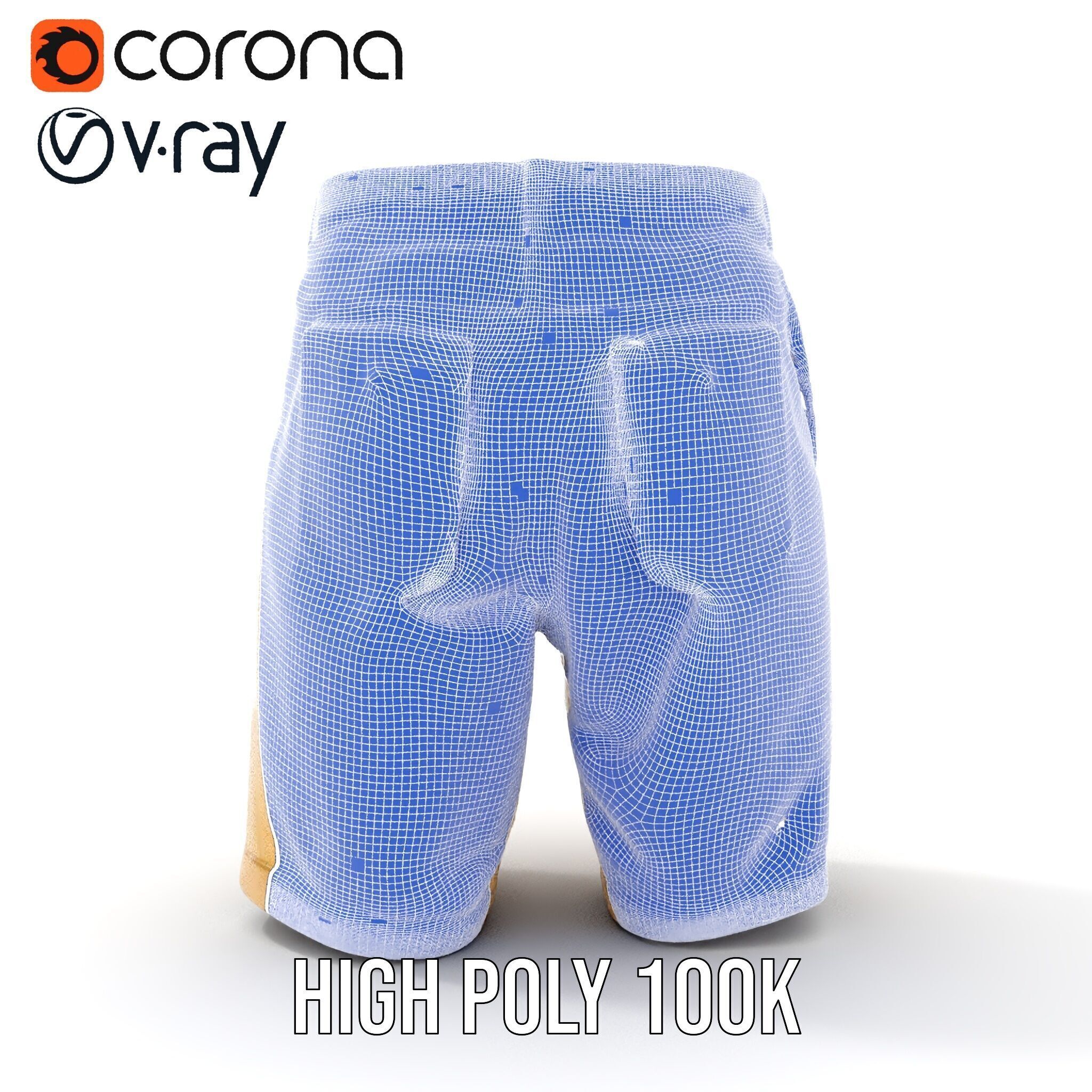 Casual Beige Shorts D Model Pack for Fashion and Rendering Low-poly 3D model_36