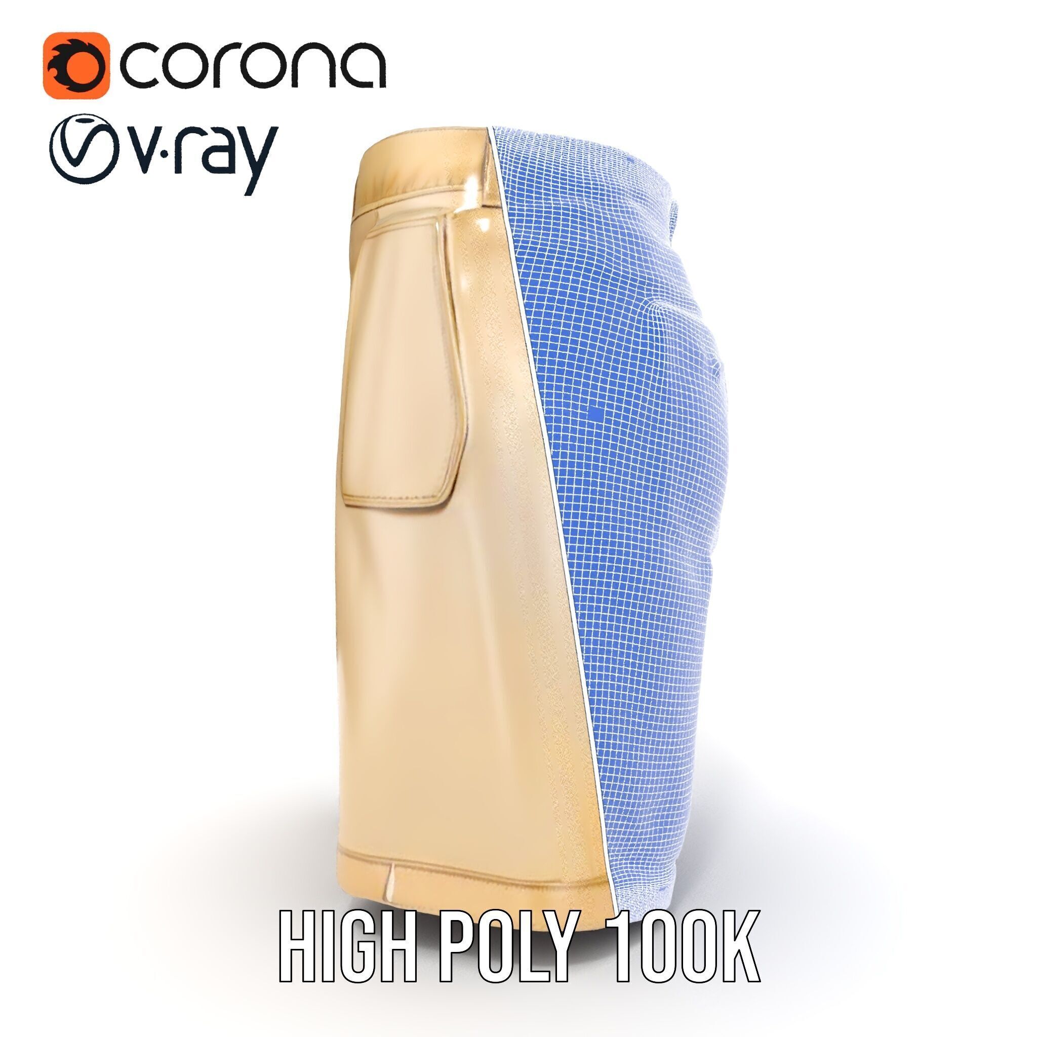 Casual Beige Shorts D Model Pack for Fashion and Rendering Low-poly 3D model_37