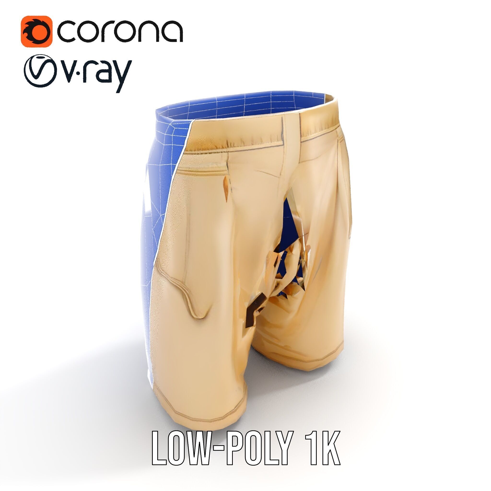 Casual Beige Shorts D Model Pack for Fashion and Rendering Low-poly 3D model_18