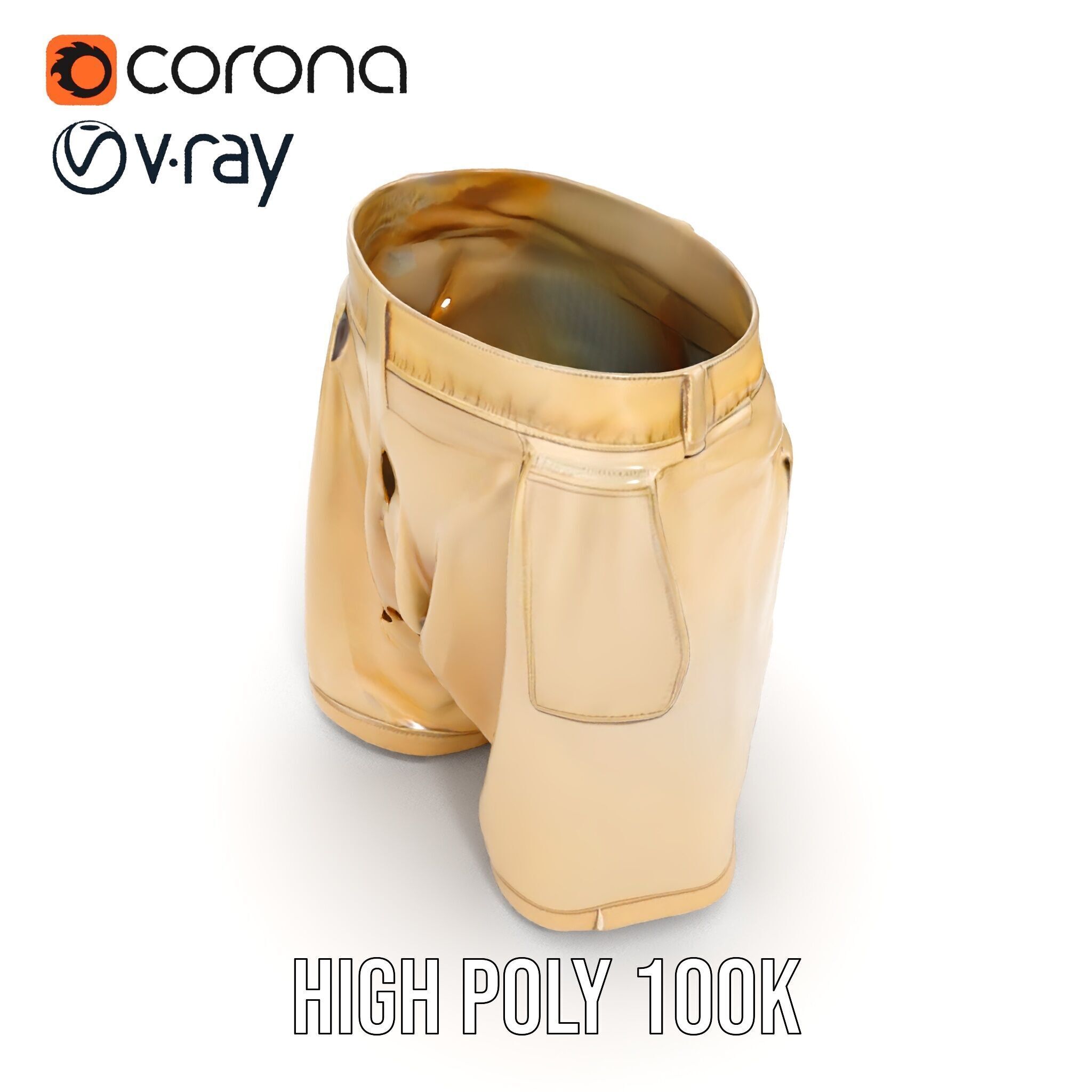 Casual Beige Shorts D Model Pack for Fashion and Rendering Low-poly 3D model_29