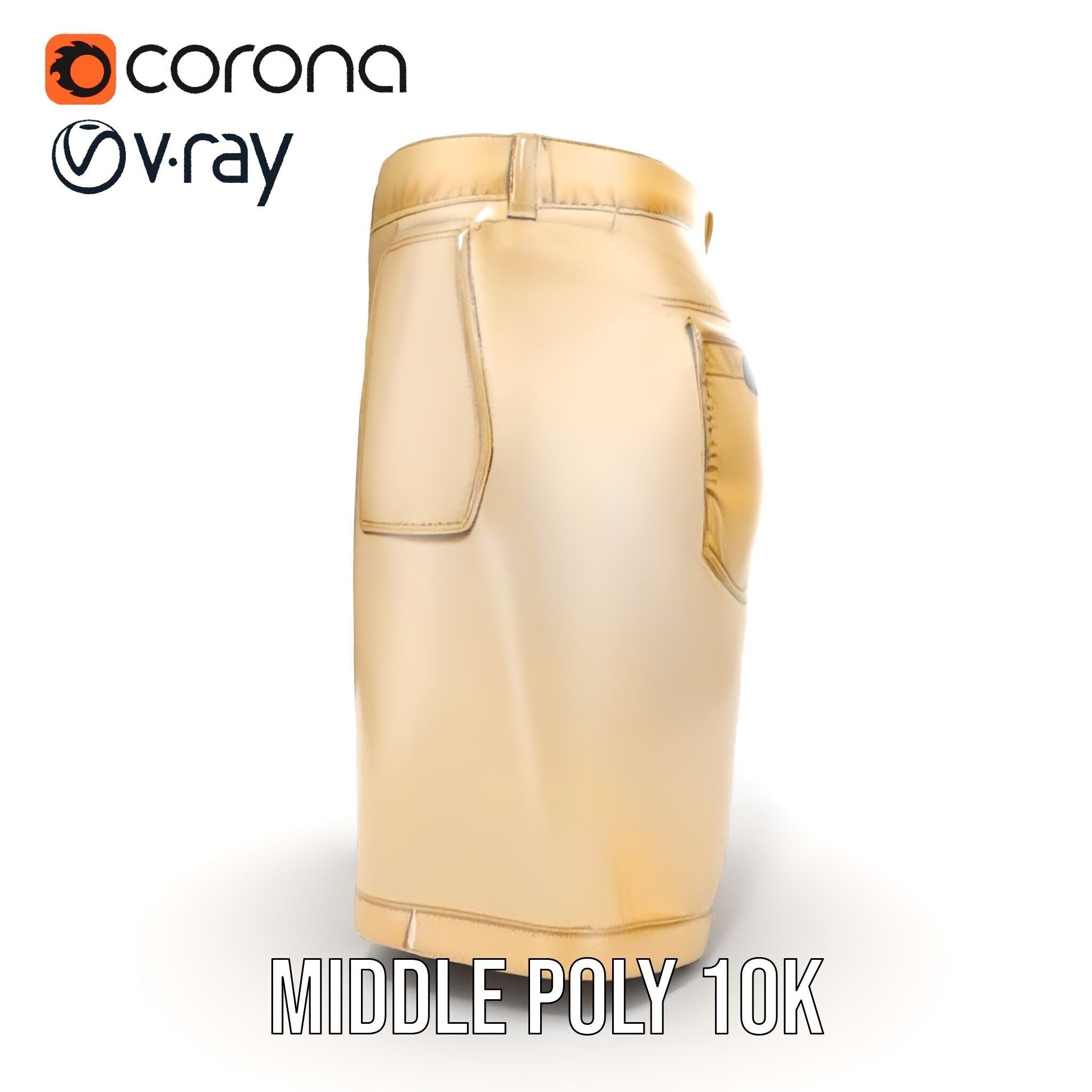 Casual Beige Shorts D Model Pack for Fashion and Rendering Low-poly 3D model_15