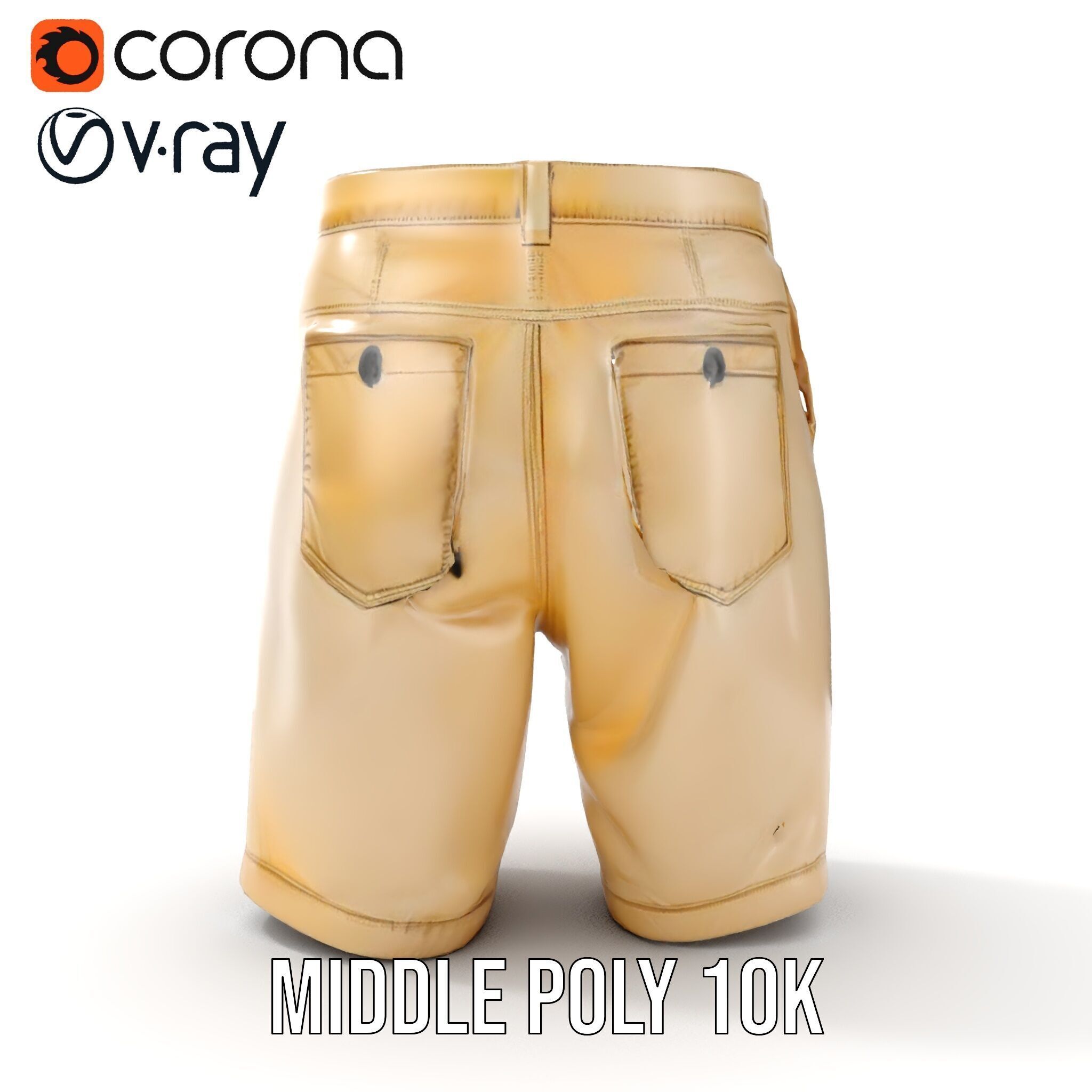 Casual Beige Shorts D Model Pack for Fashion and Rendering Low-poly 3D model_9