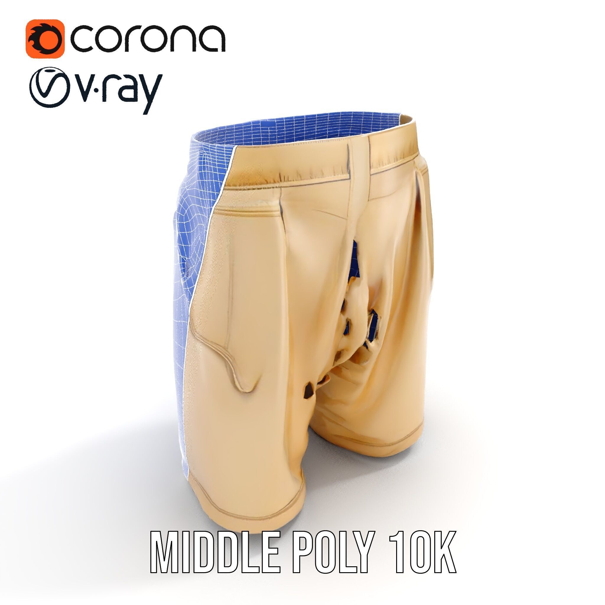 Casual Beige Shorts D Model Pack for Fashion and Rendering Low-poly 3D model_22