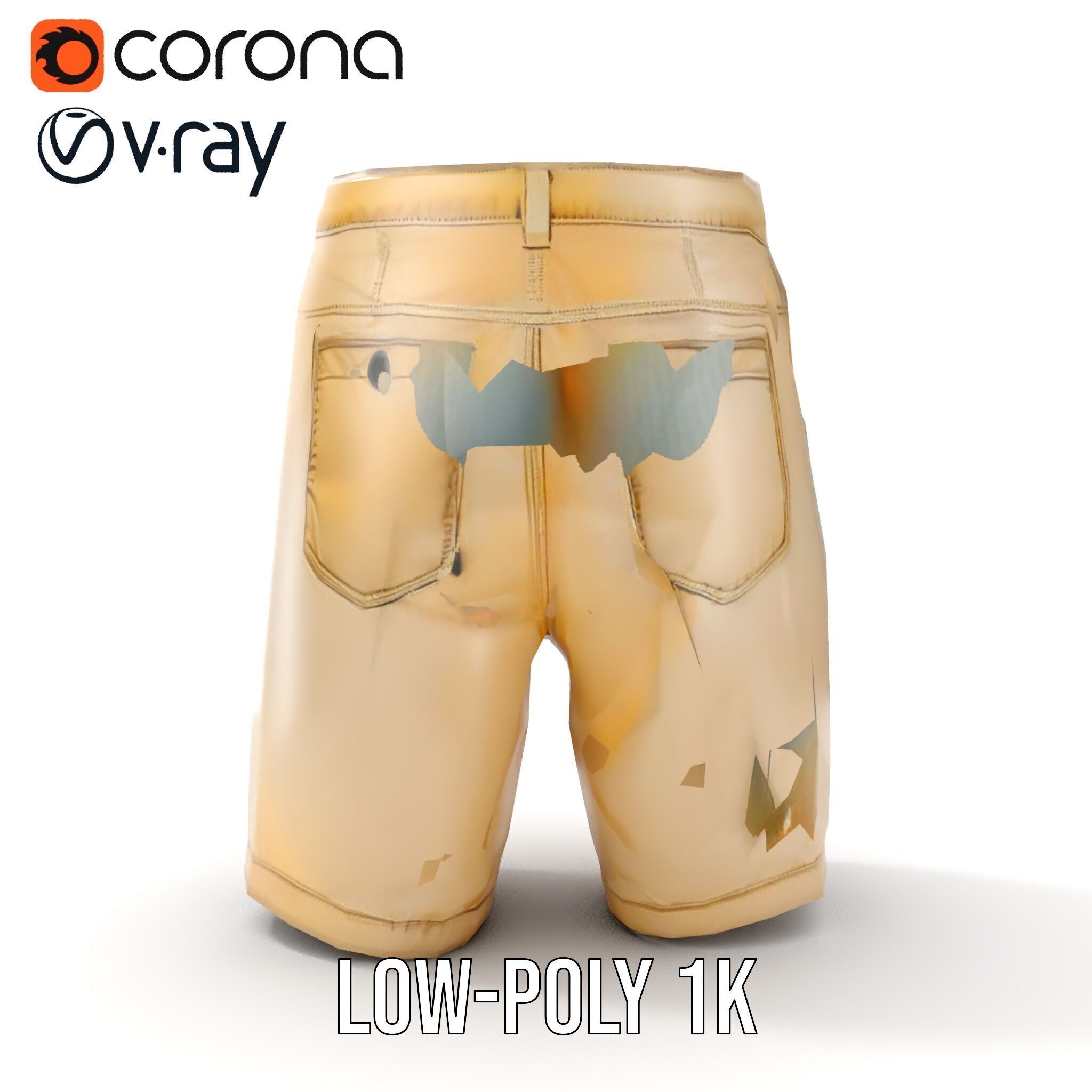 Casual Beige Shorts D Model Pack for Fashion and Rendering Low-poly 3D model_13