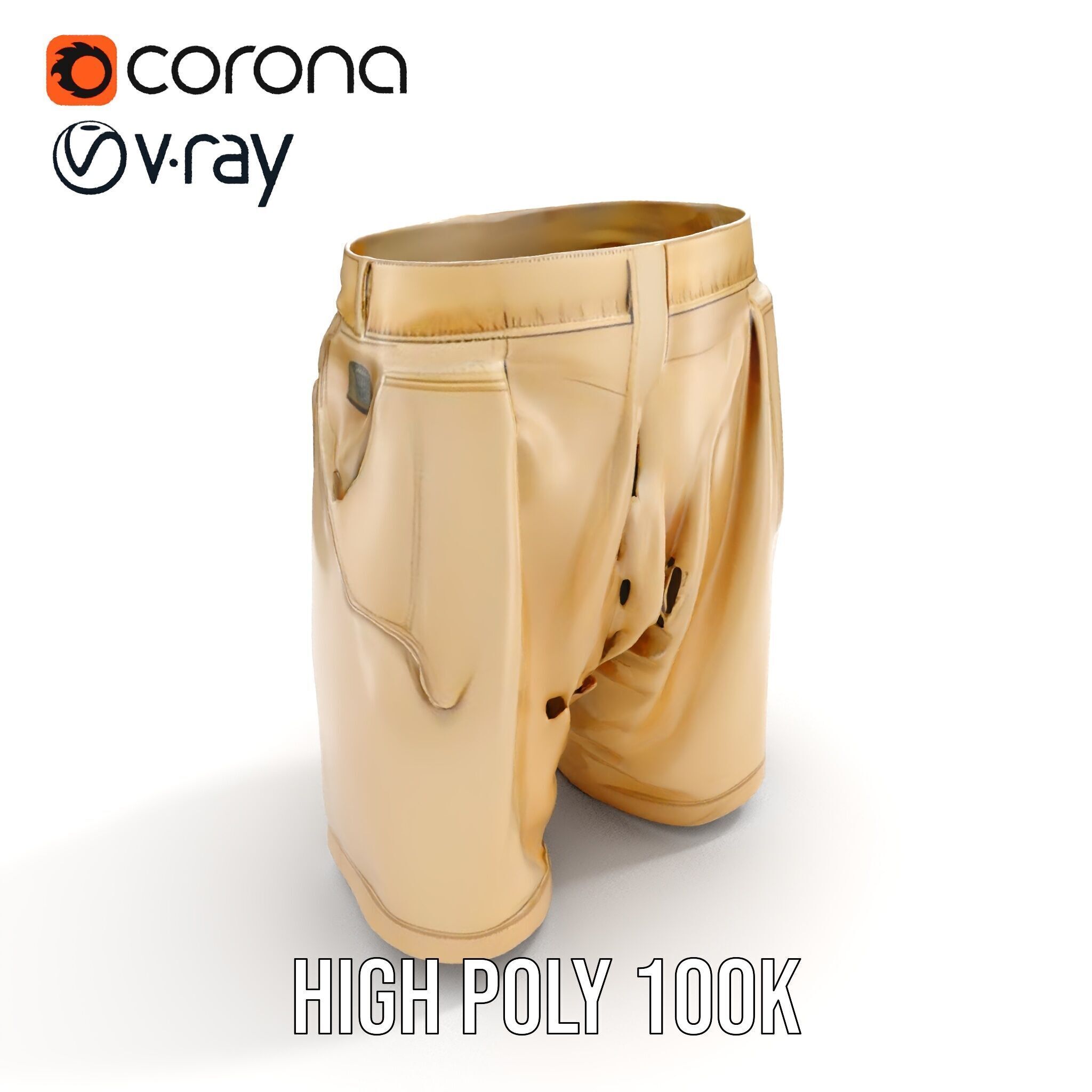 Casual Beige Shorts D Model Pack for Fashion and Rendering Low-poly 3D model_21