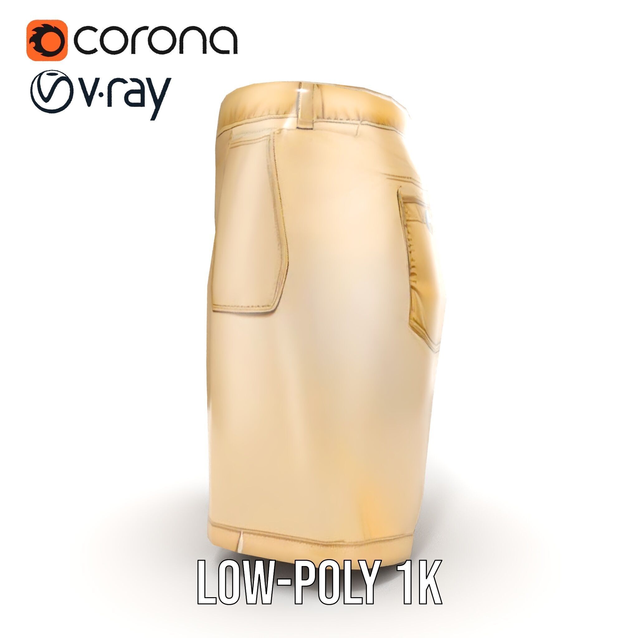 Casual Beige Shorts D Model Pack for Fashion and Rendering Low-poly 3D model_10