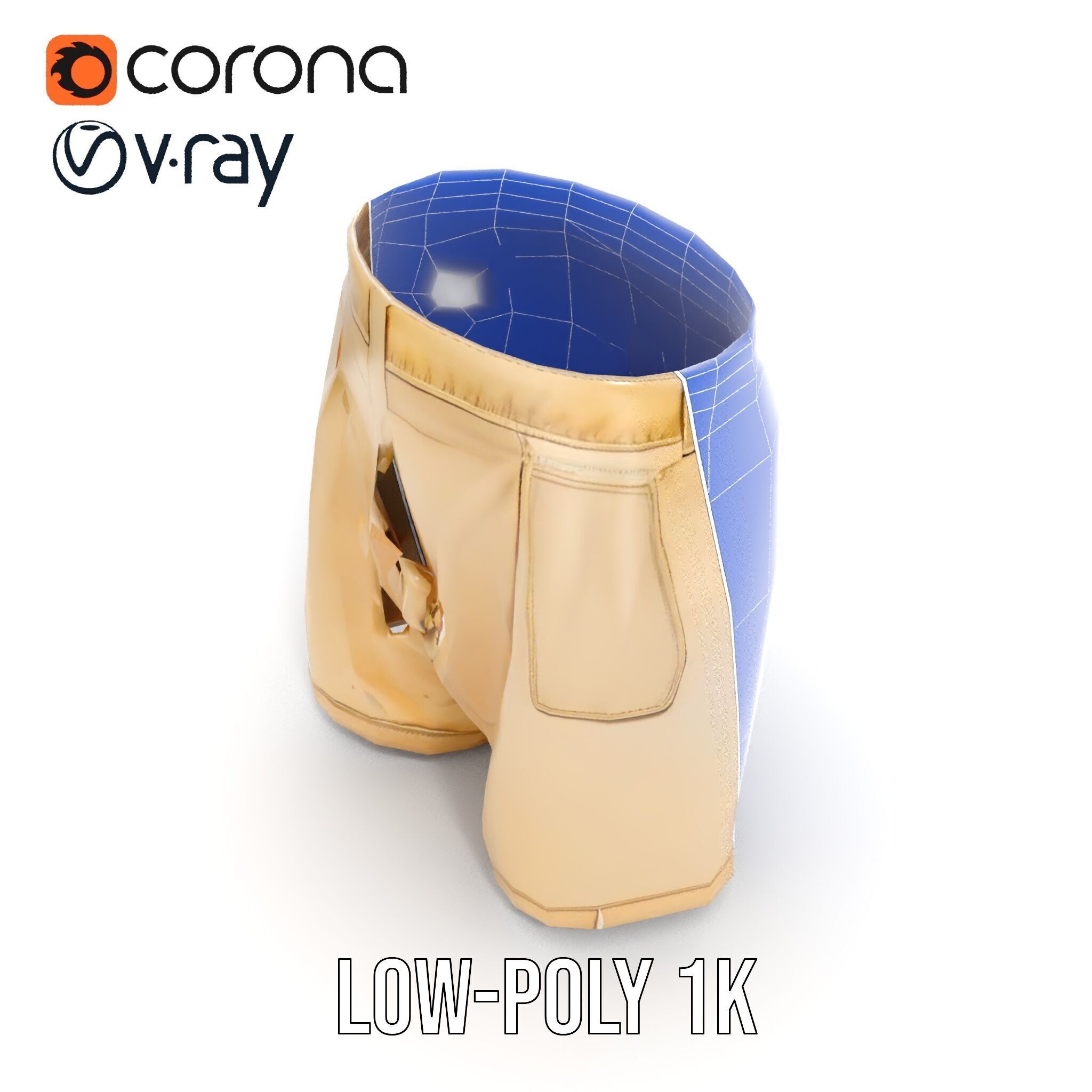 Casual Beige Shorts D Model Pack for Fashion and Rendering Low-poly 3D model_28