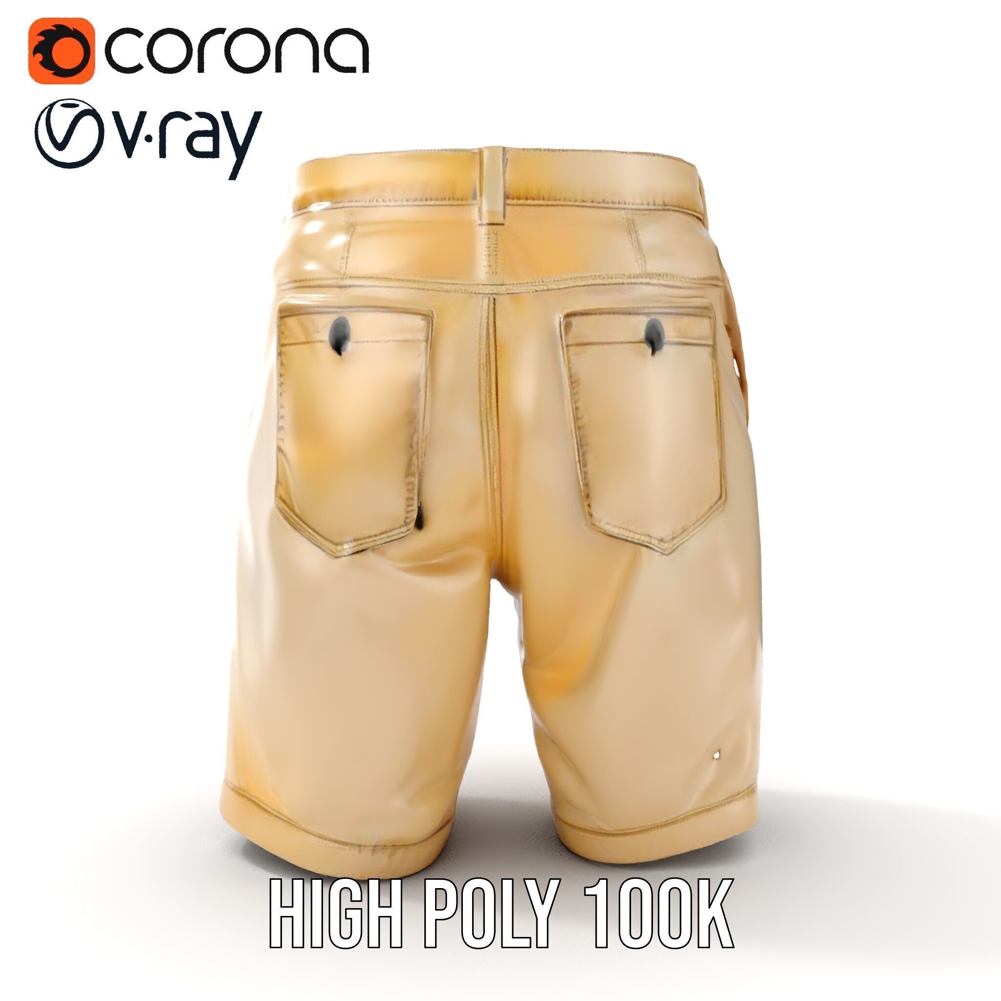 Casual Beige Shorts D Model Pack for Fashion and Rendering Low-poly 3D model_35