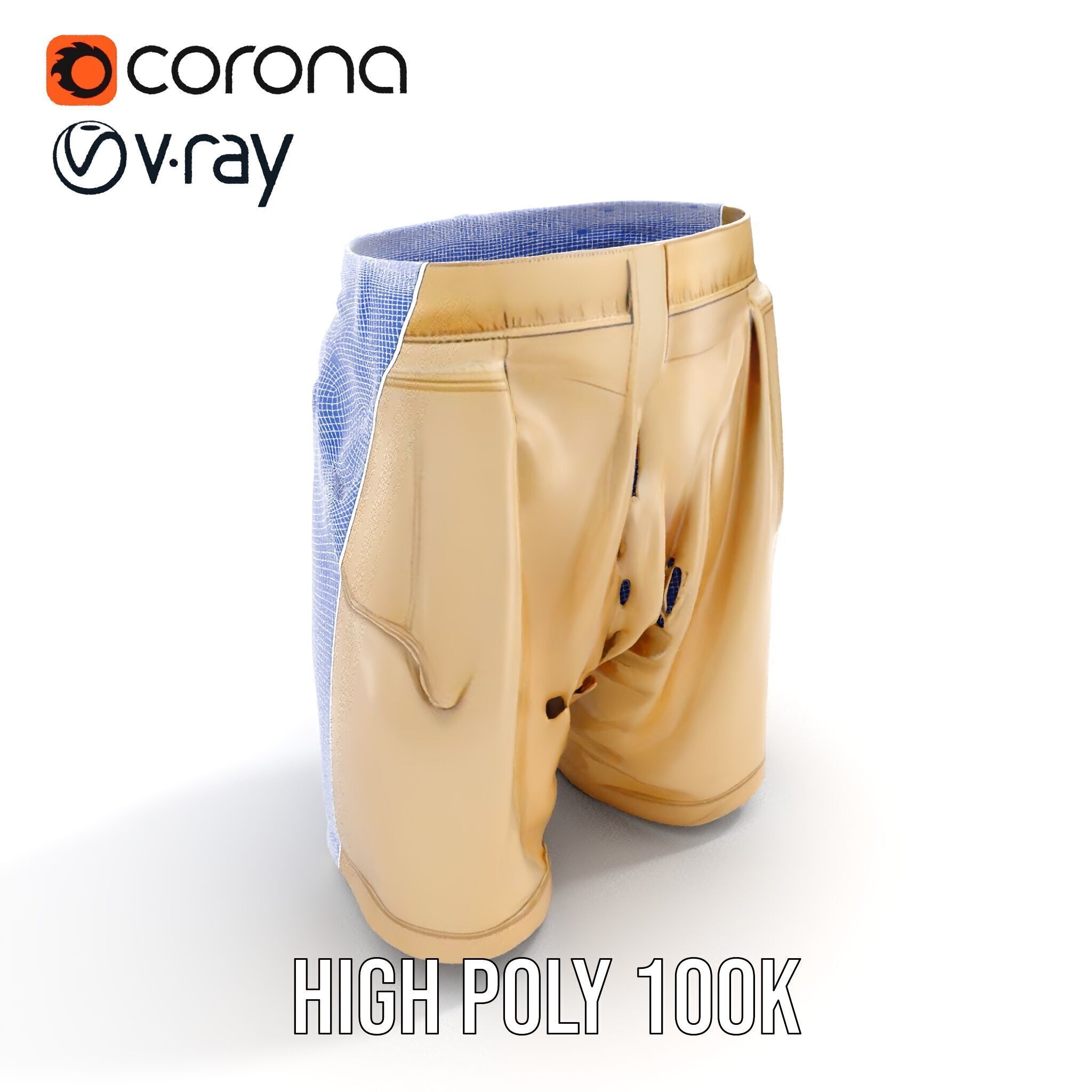 Casual Beige Shorts D Model Pack for Fashion and Rendering Low-poly 3D model_26