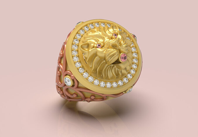 Lion Face Ring - 0034 3D print model