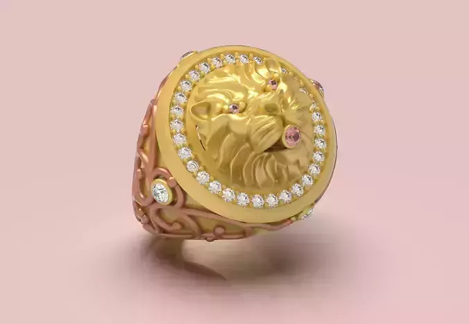 Lion Face Ring - 0034 3D print model