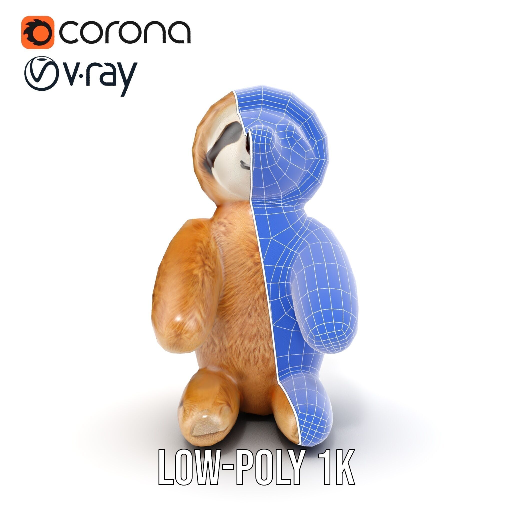 Adorable Sloth Plush Toy D Model Pack Low-poly 3D model_20