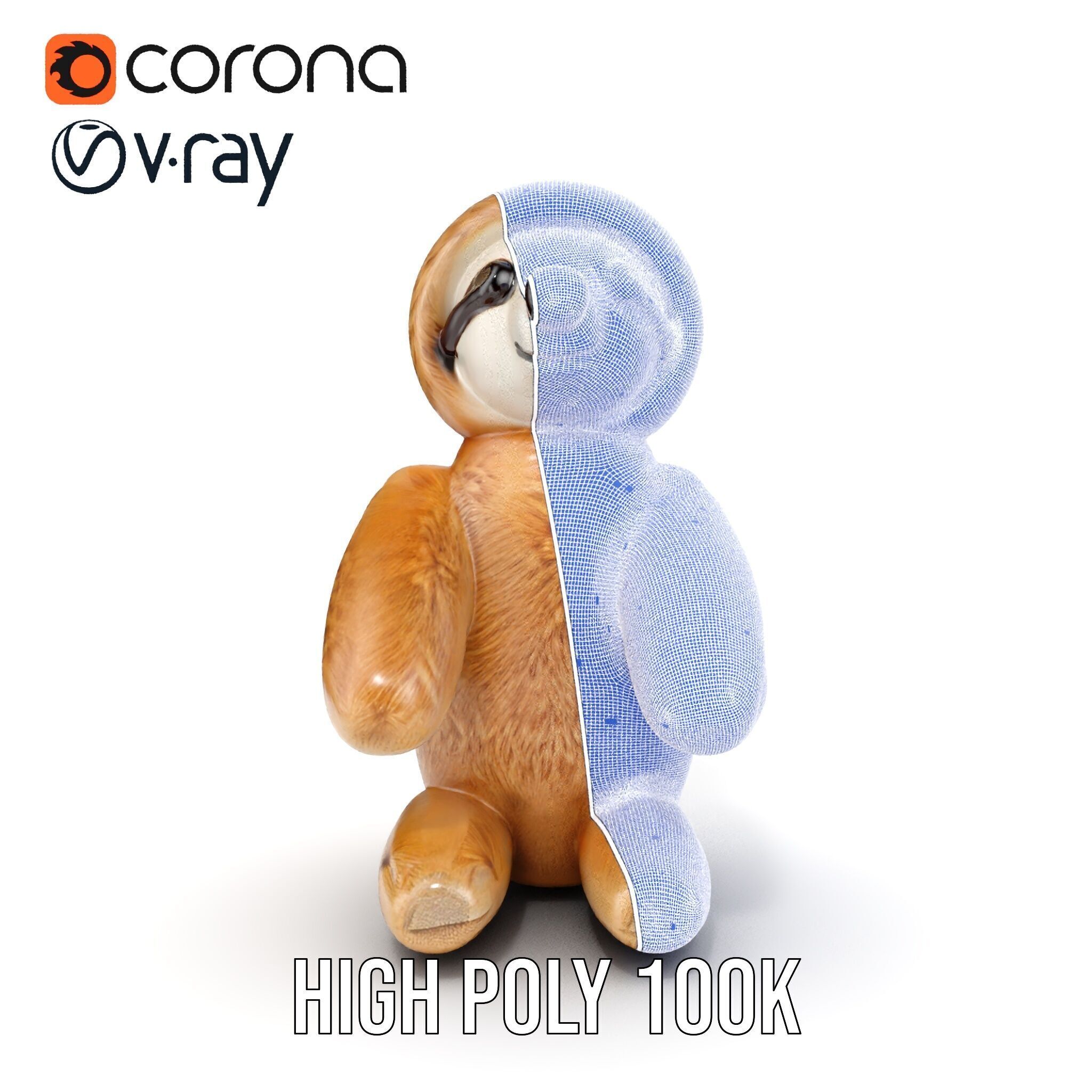 Adorable Sloth Plush Toy D Model Pack Low-poly 3D model_36