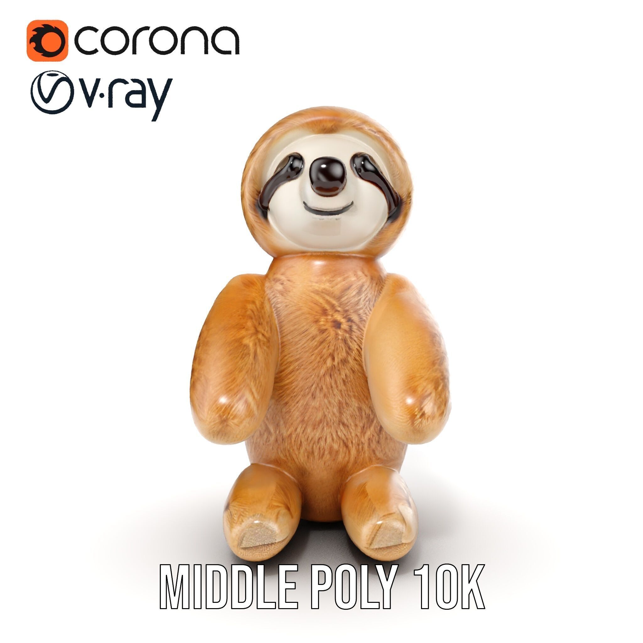 Adorable Sloth Plush Toy D Model Pack Low-poly 3D model_17