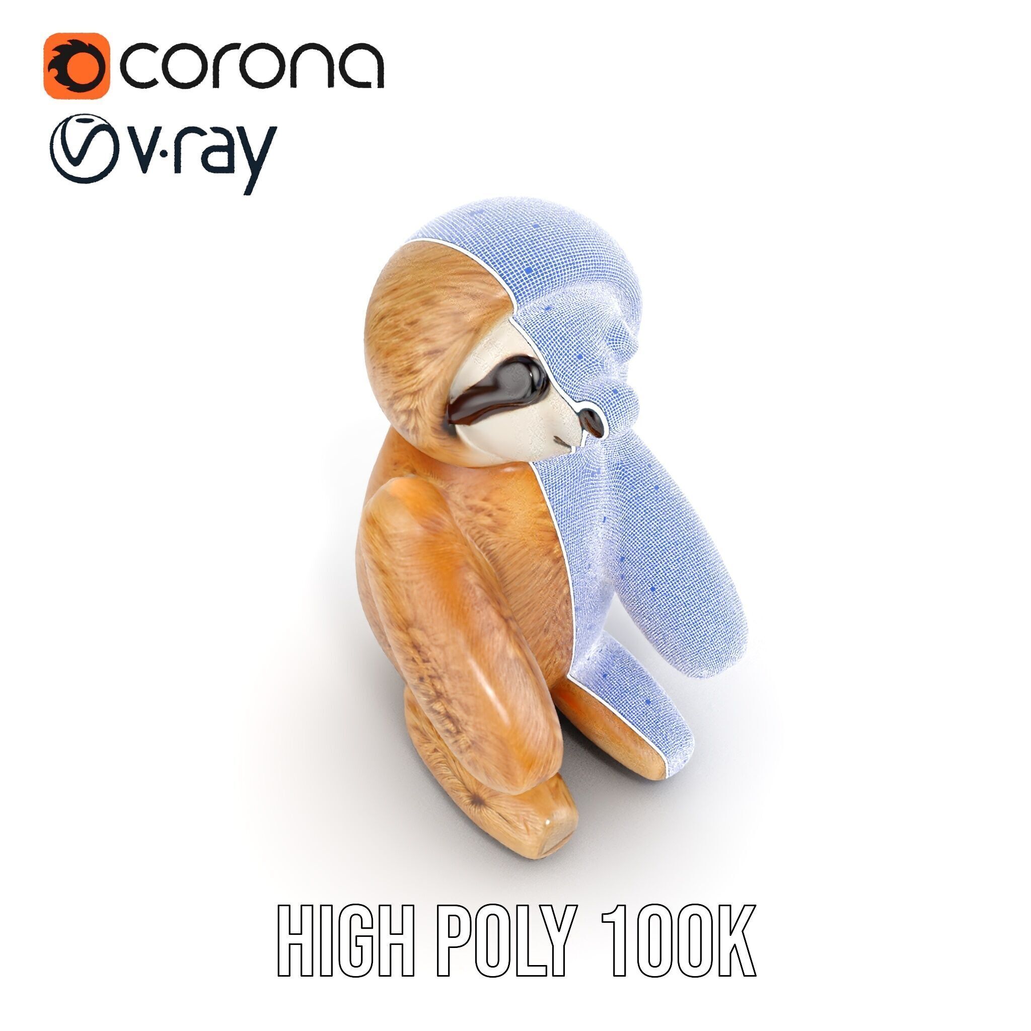 Adorable Sloth Plush Toy D Model Pack Low-poly 3D model_37