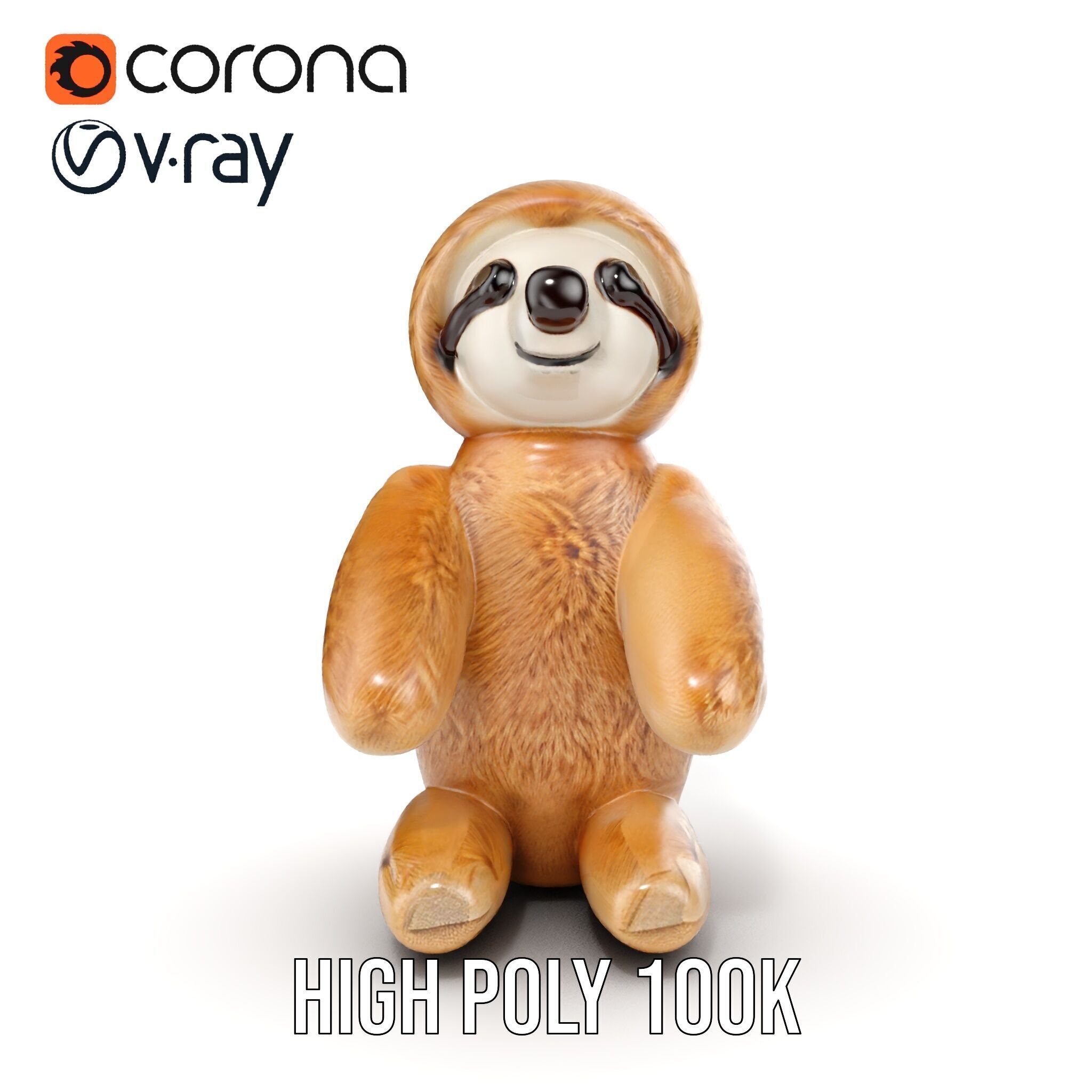 Adorable Sloth Plush Toy D Model Pack Low-poly 3D model_33