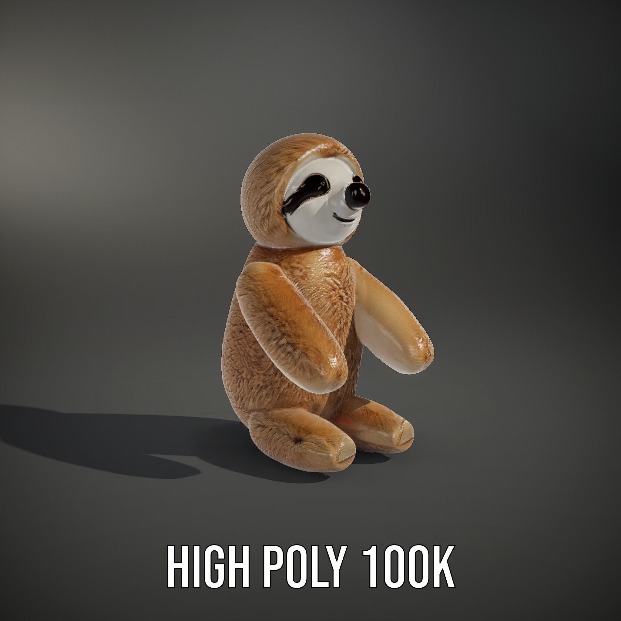 Adorable Sloth Plush Toy D Model Pack Low-poly 3D model_8