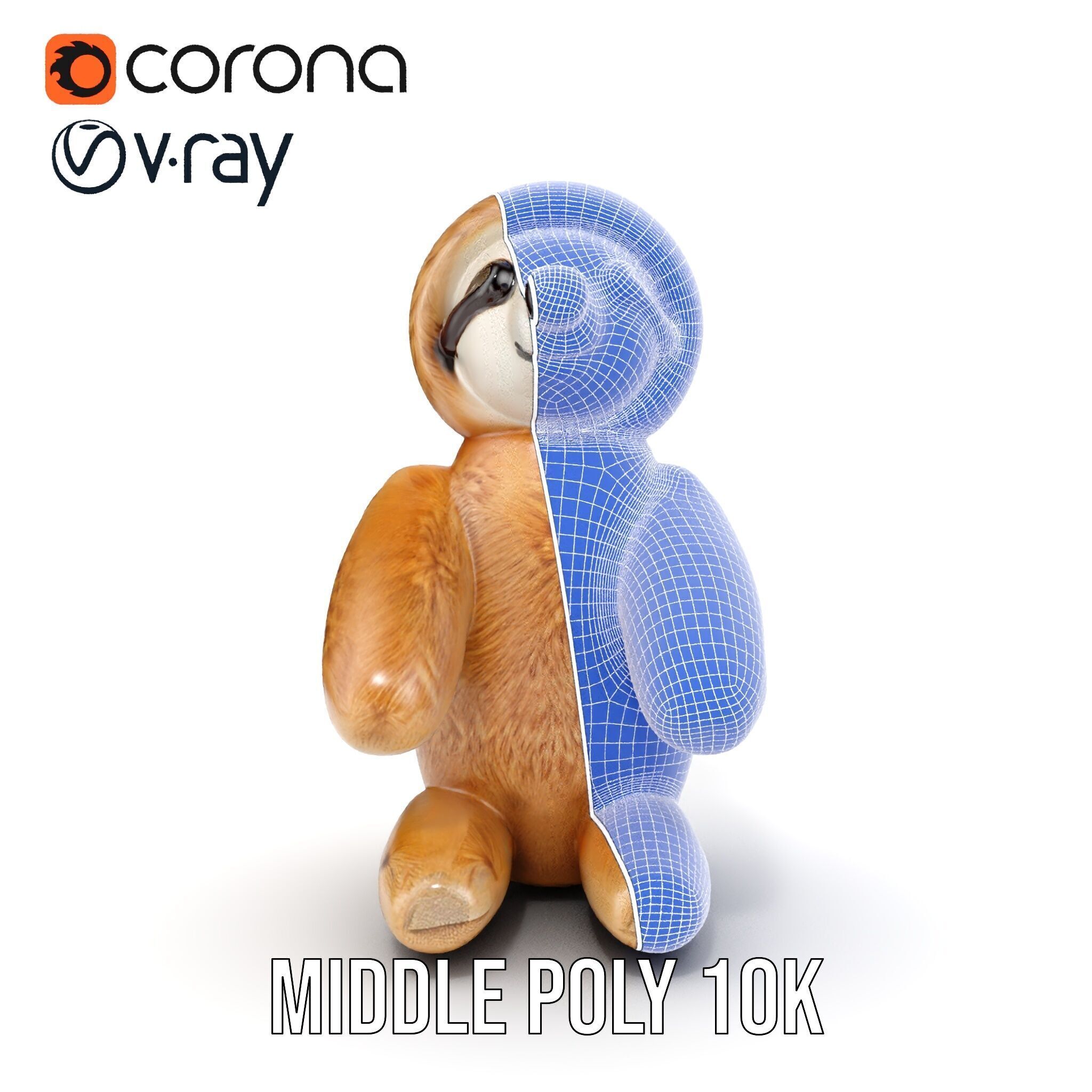 Adorable Sloth Plush Toy D Model Pack Low-poly 3D model_31