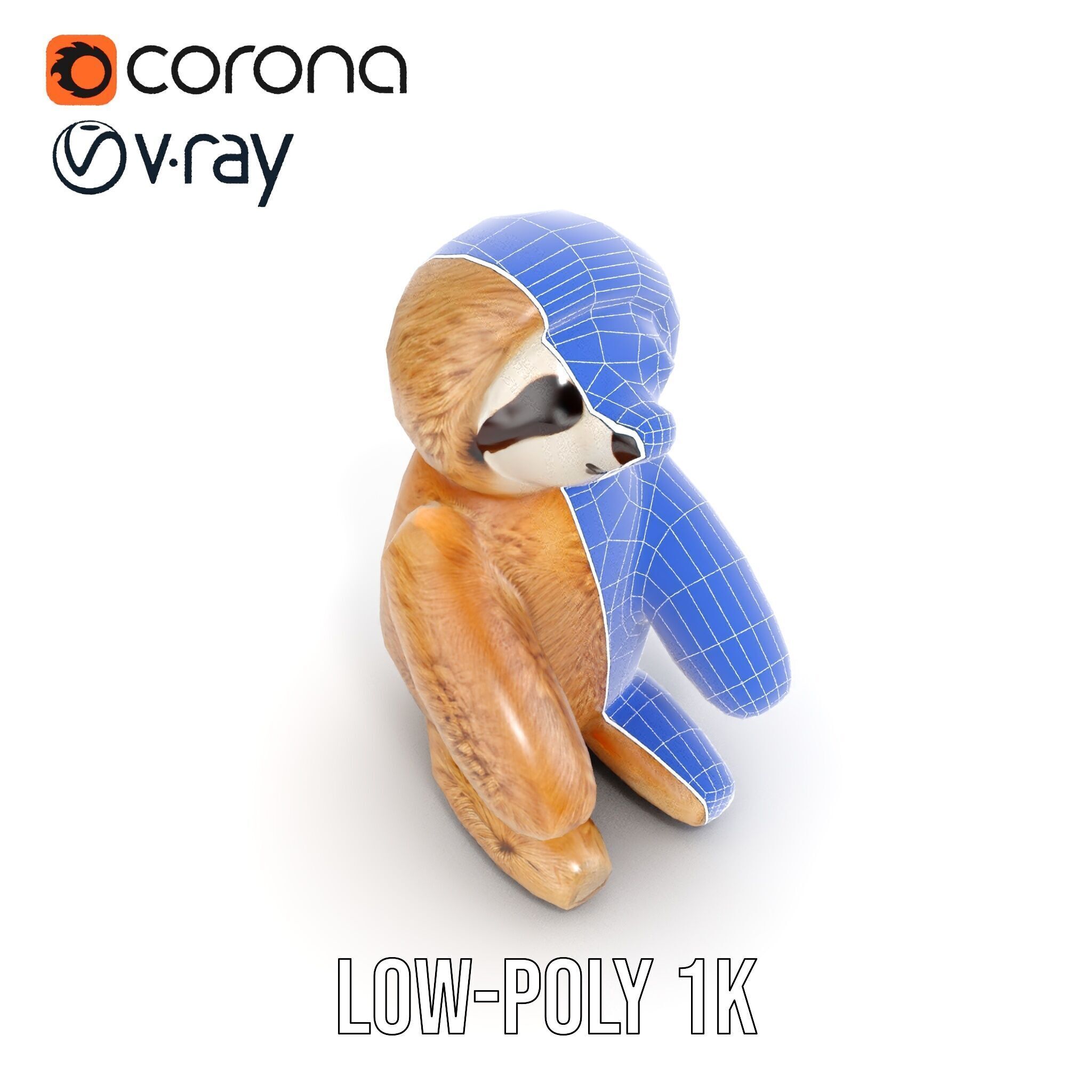 Adorable Sloth Plush Toy D Model Pack Low-poly 3D model_26