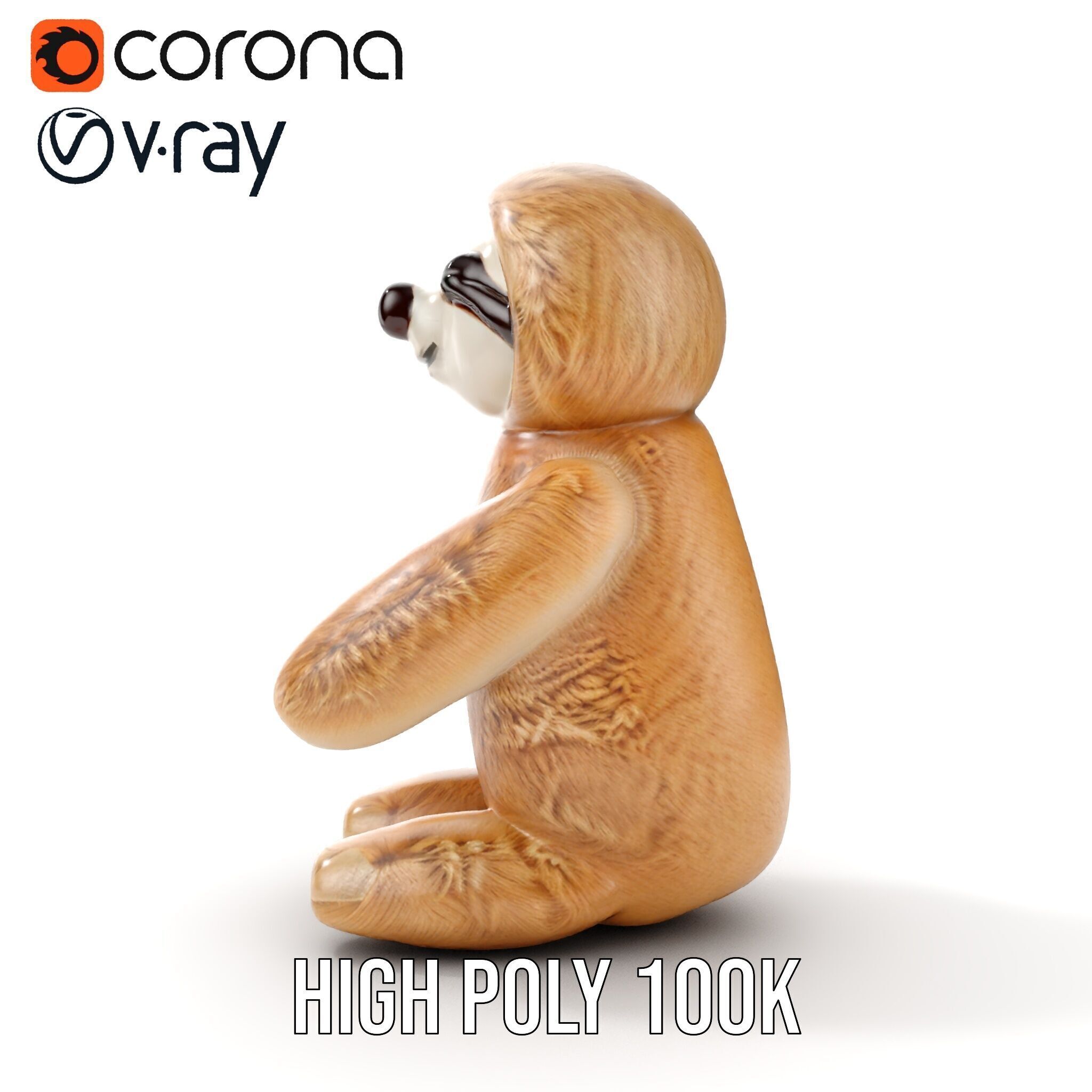 Adorable Sloth Plush Toy D Model Pack Low-poly 3D model_21