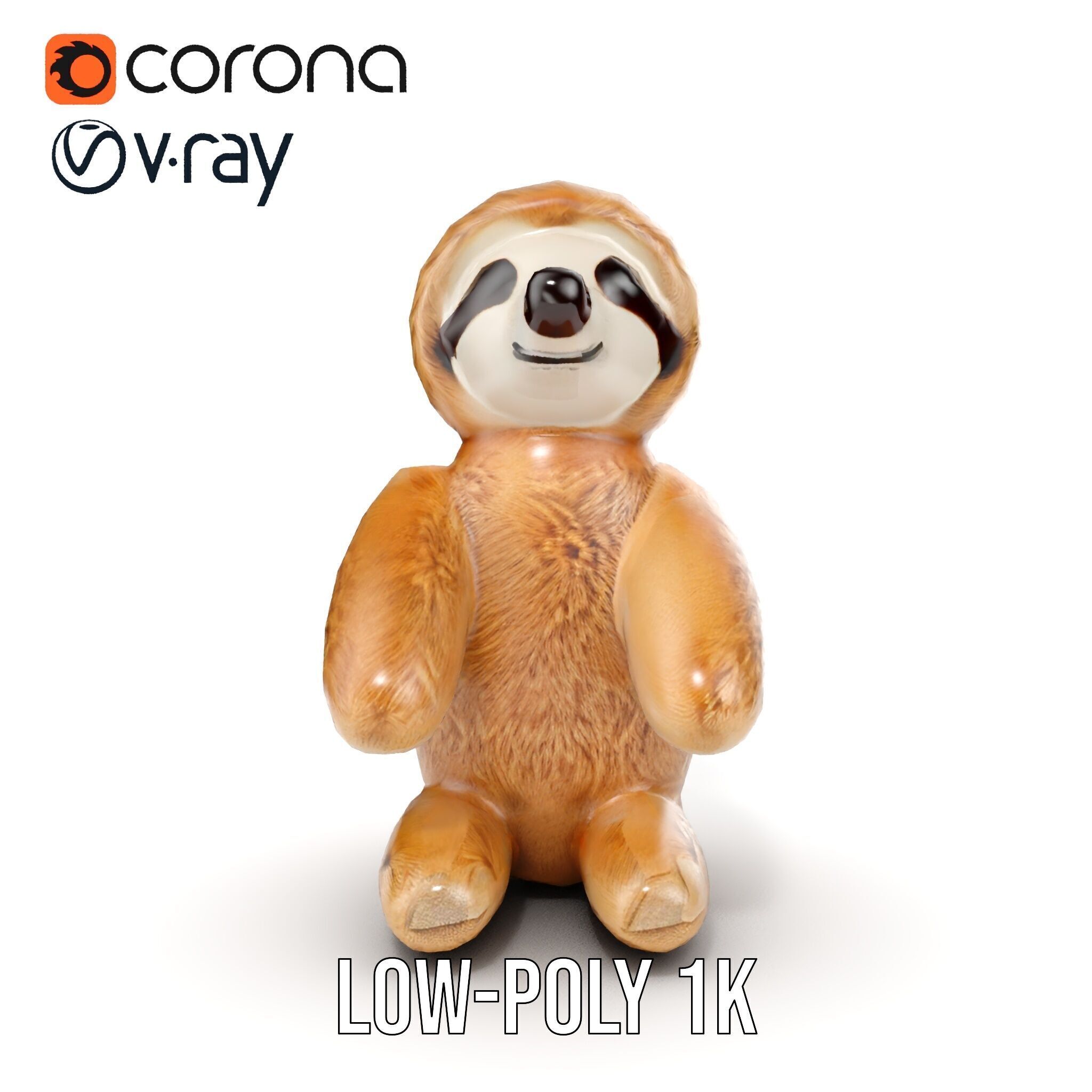 Adorable Sloth Plush Toy D Model Pack Low-poly 3D model_29