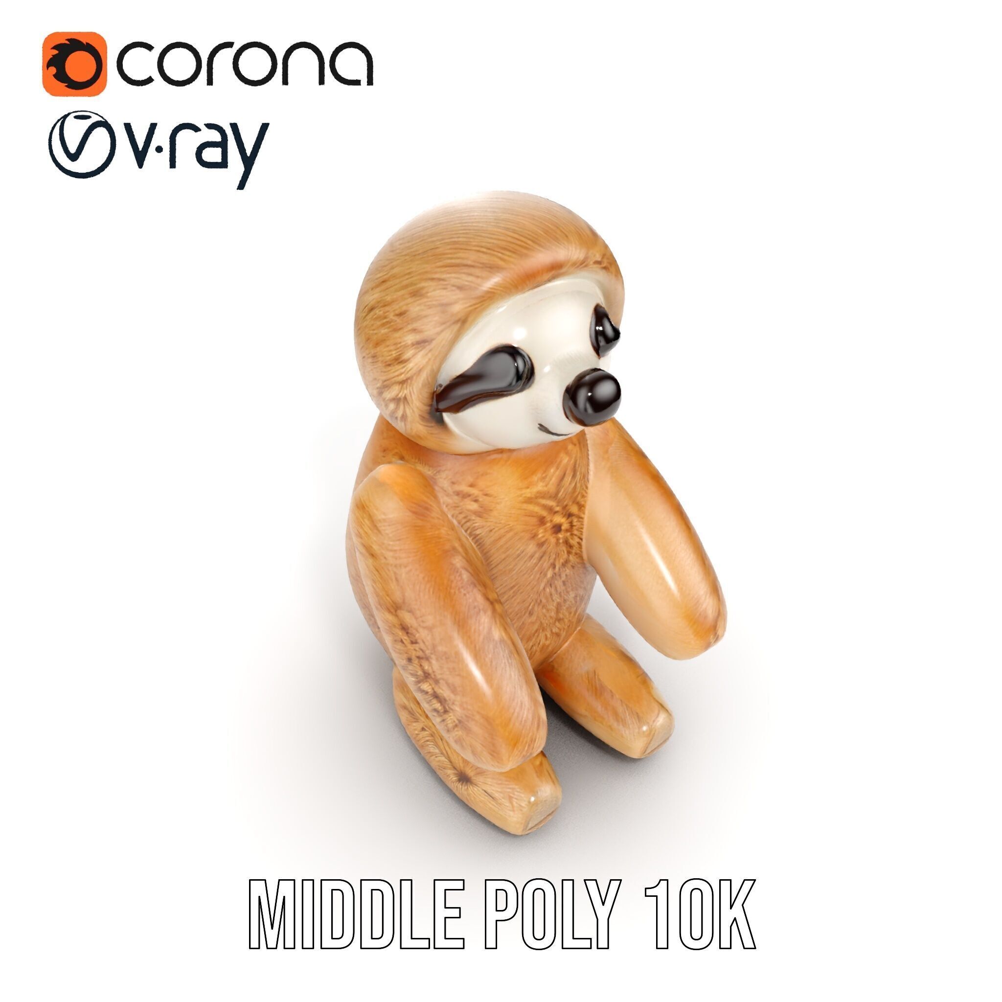 Adorable Sloth Plush Toy D Model Pack Low-poly 3D model_9