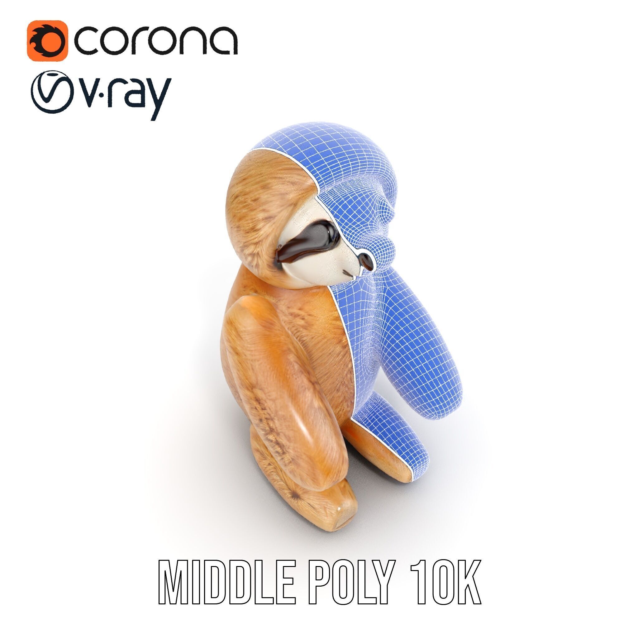 Adorable Sloth Plush Toy D Model Pack Low-poly 3D model_22