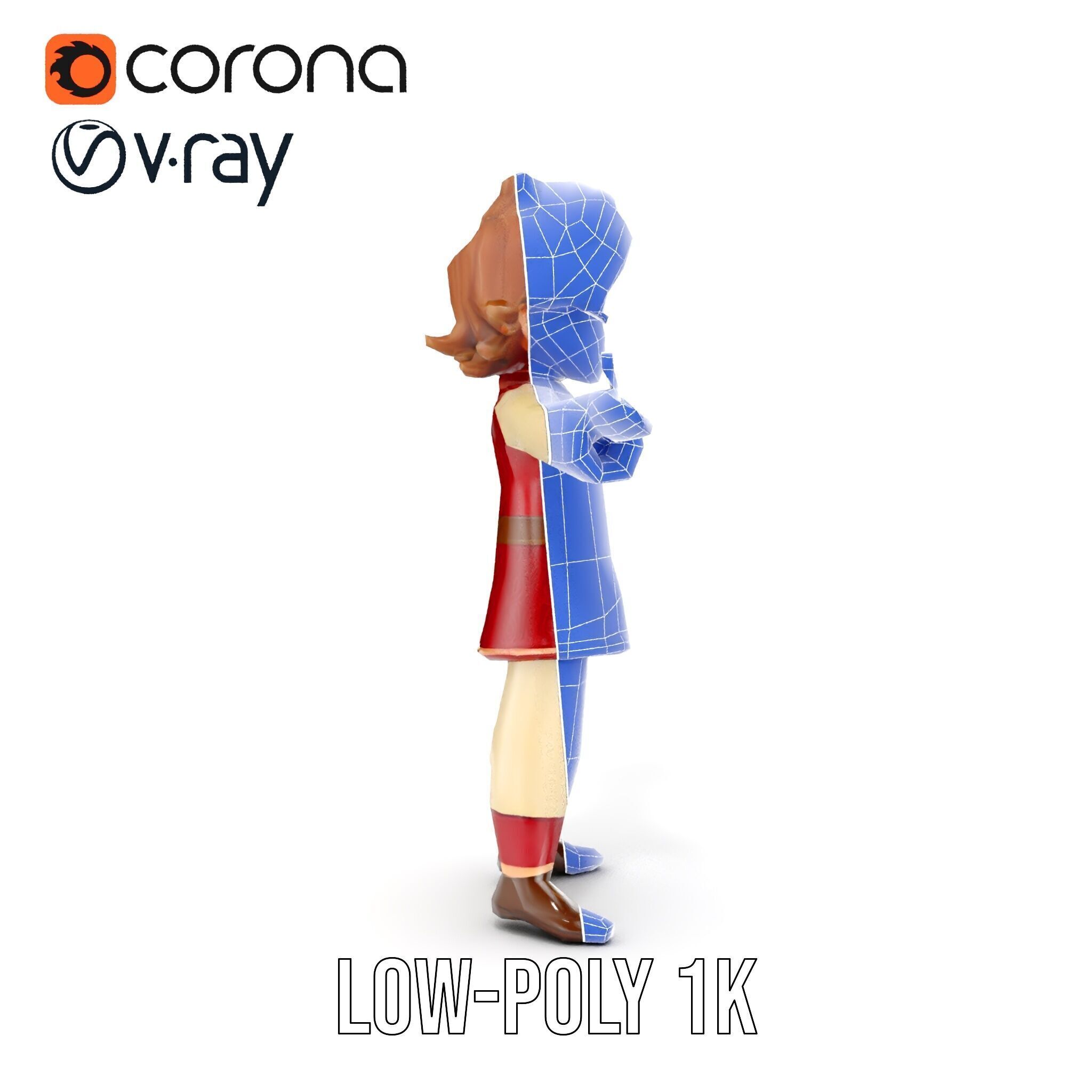 Charming Medieval Boy Character Model Rigged and Animated Low-poly 3D model_29