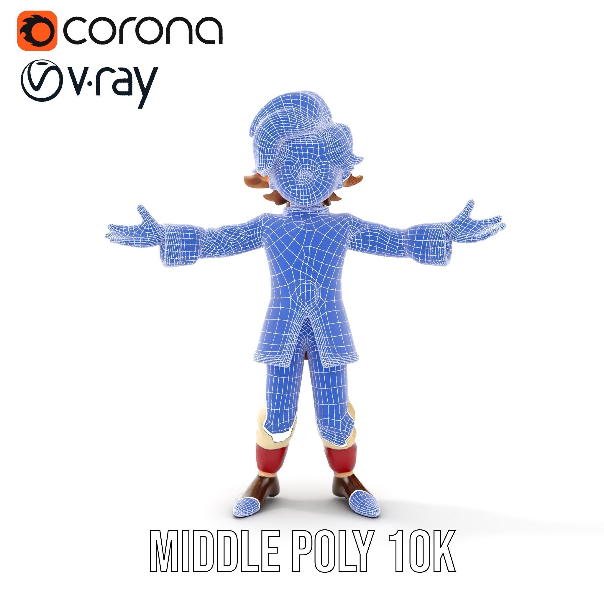 Charming Medieval Boy Character Model Rigged and Animated Low-poly 3D model_33