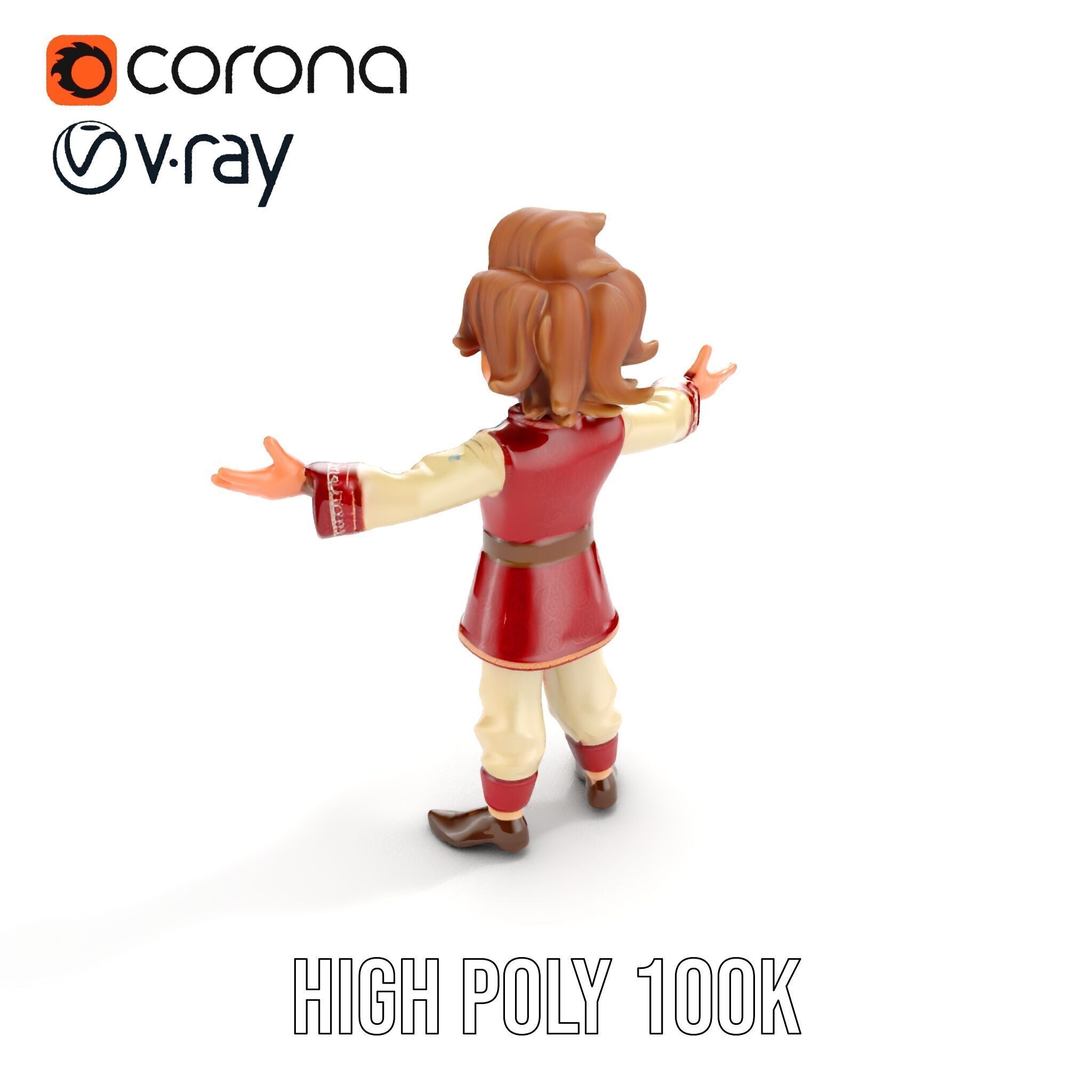 Charming Medieval Boy Character Model Rigged and Animated Low-poly 3D model_17