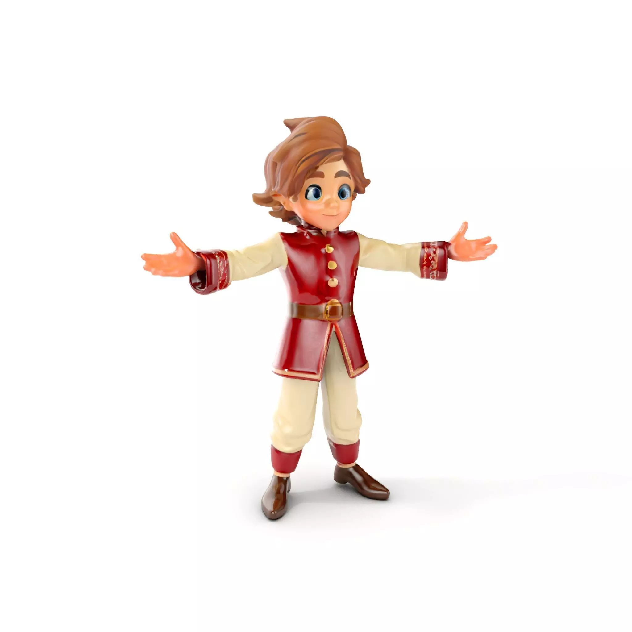 Charming Medieval Boy Character Model Rigged and Animated Low-poly 3D model_0