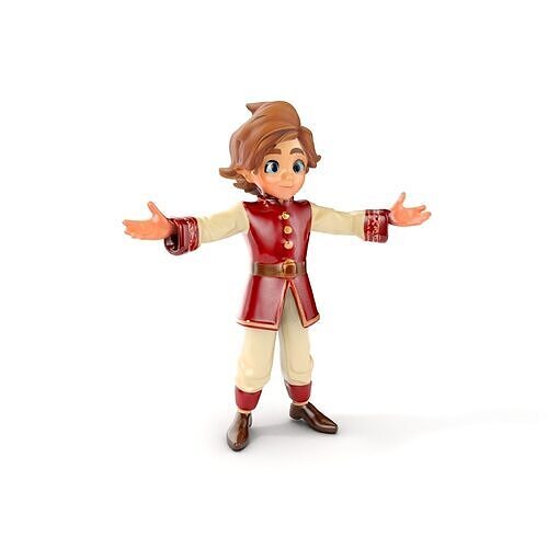 Charming Medieval Boy Character Model Rigged and Animated Low-poly 3D model