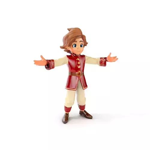 Charming Medieval Boy Character Model Rigged and Animated Low-poly 3D model