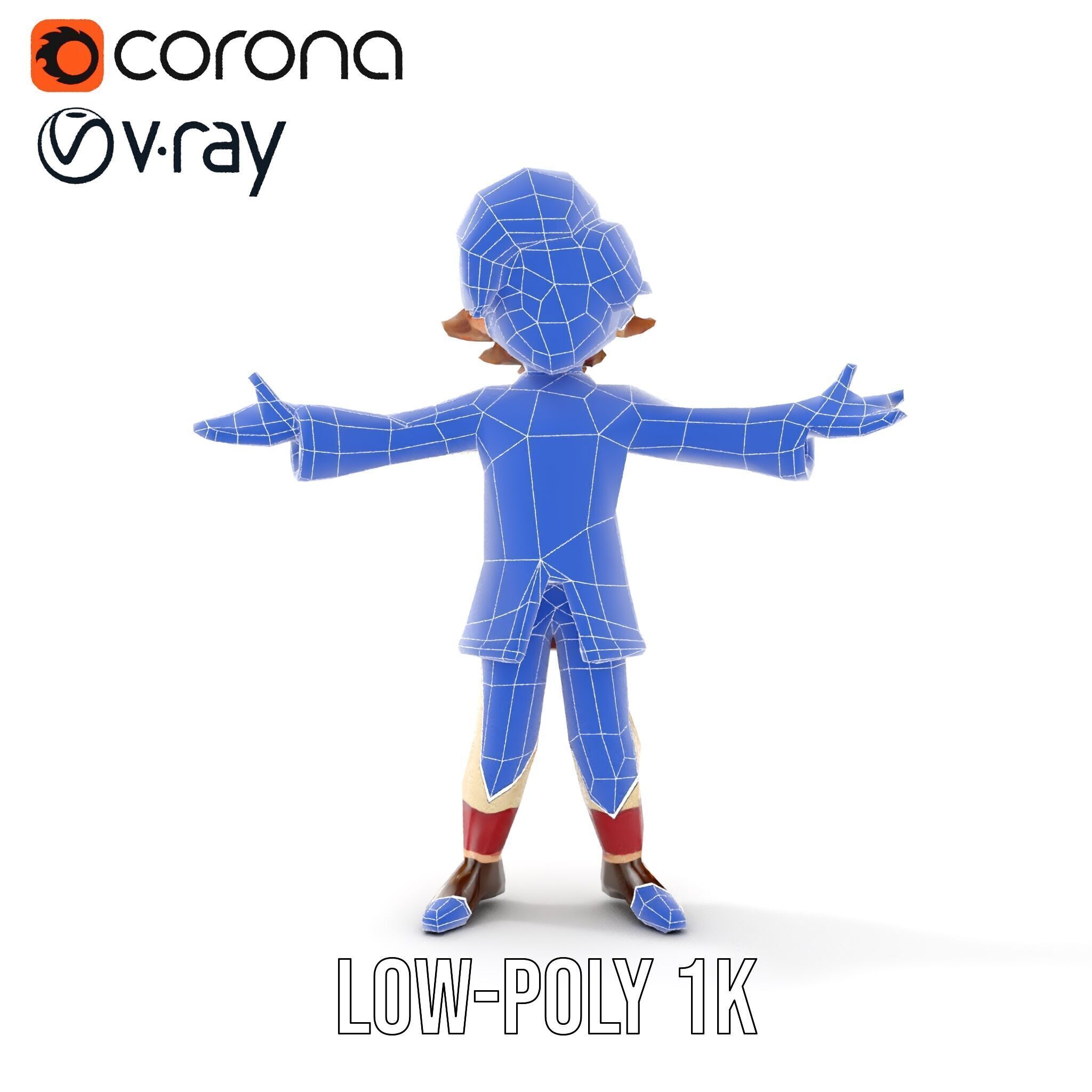 Charming Medieval Boy Character Model Rigged and Animated Low-poly 3D model_19