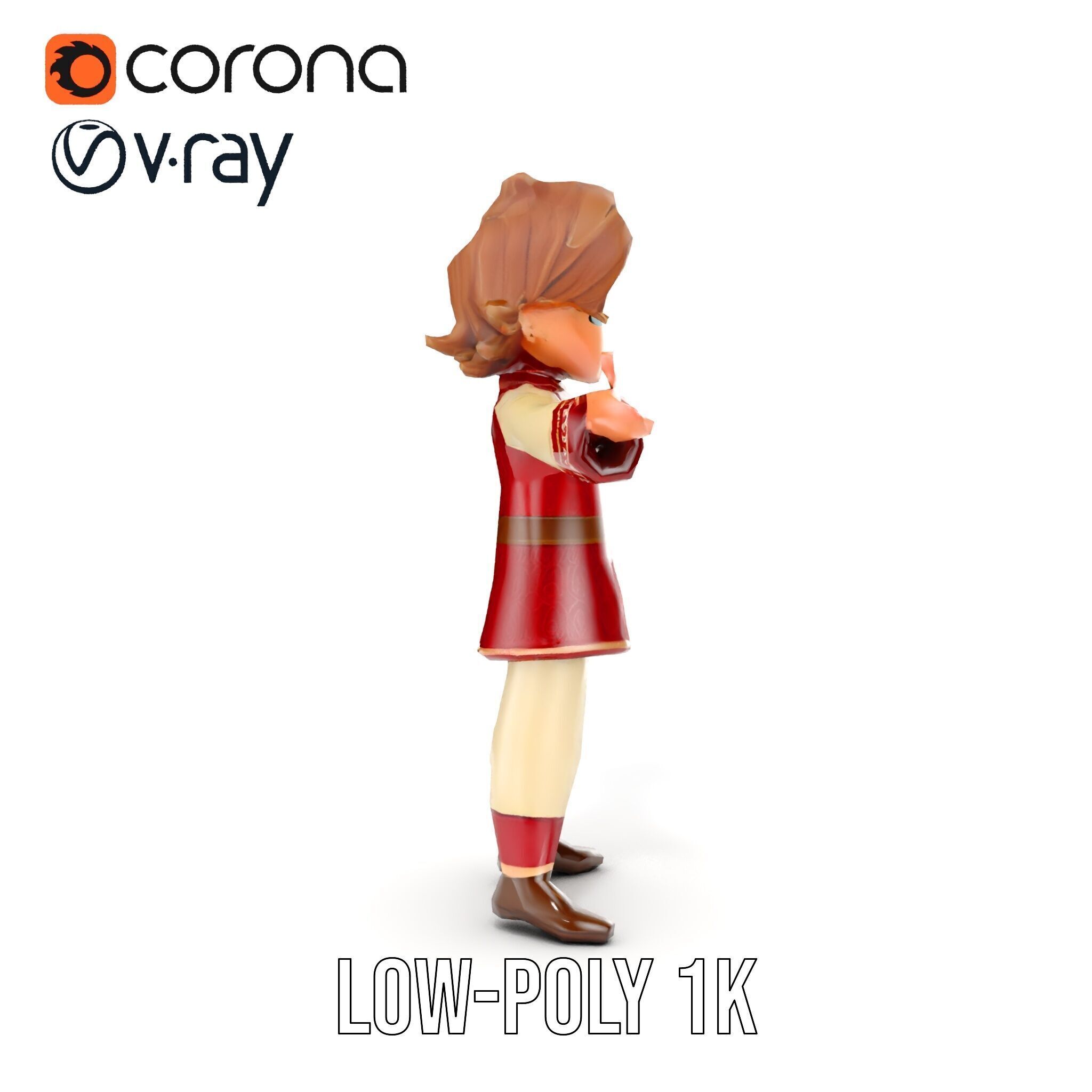 Charming Medieval Boy Character Model Rigged and Animated Low-poly 3D model_16