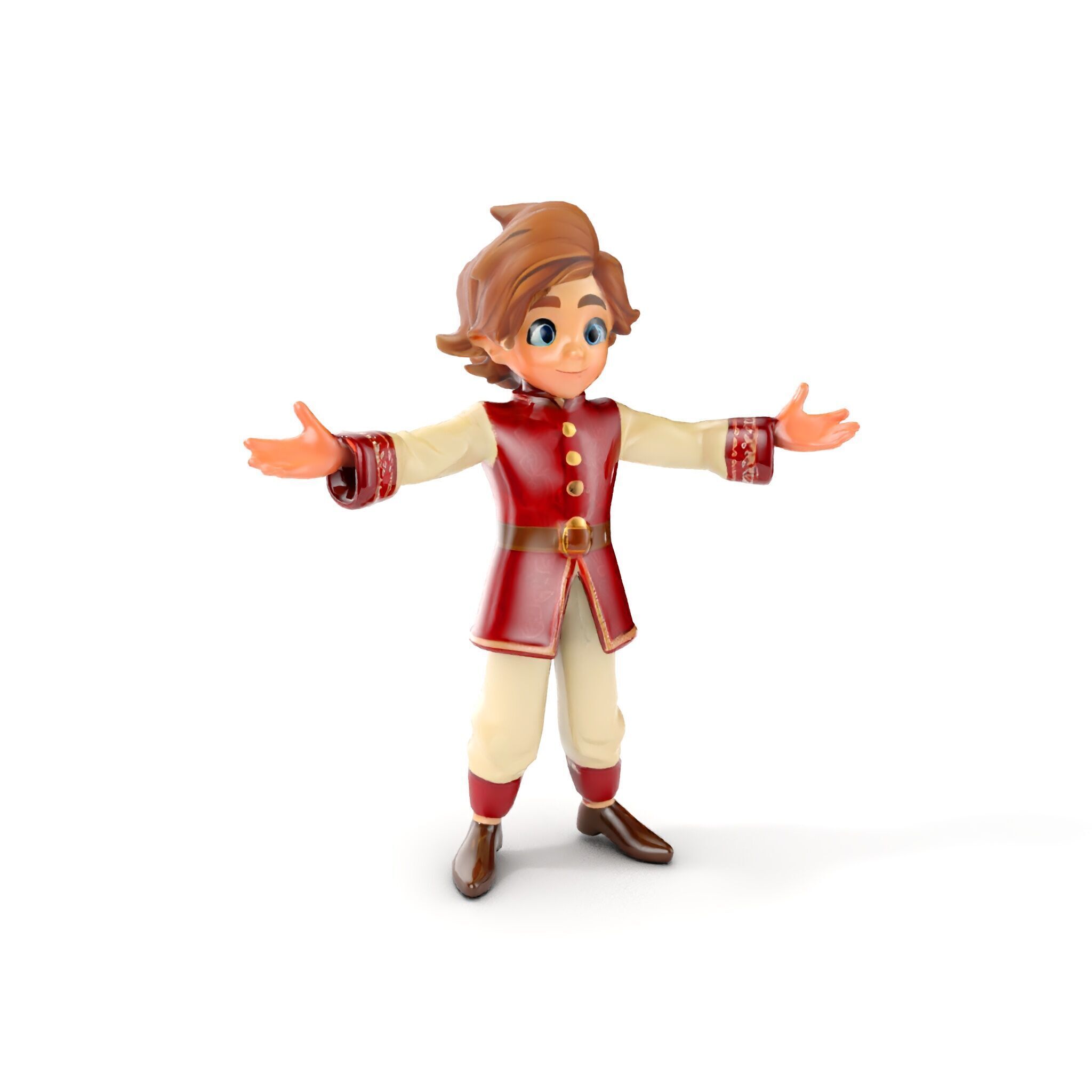 Charming Medieval Boy Character Model Rigged and Animated Low-poly 3D model_12