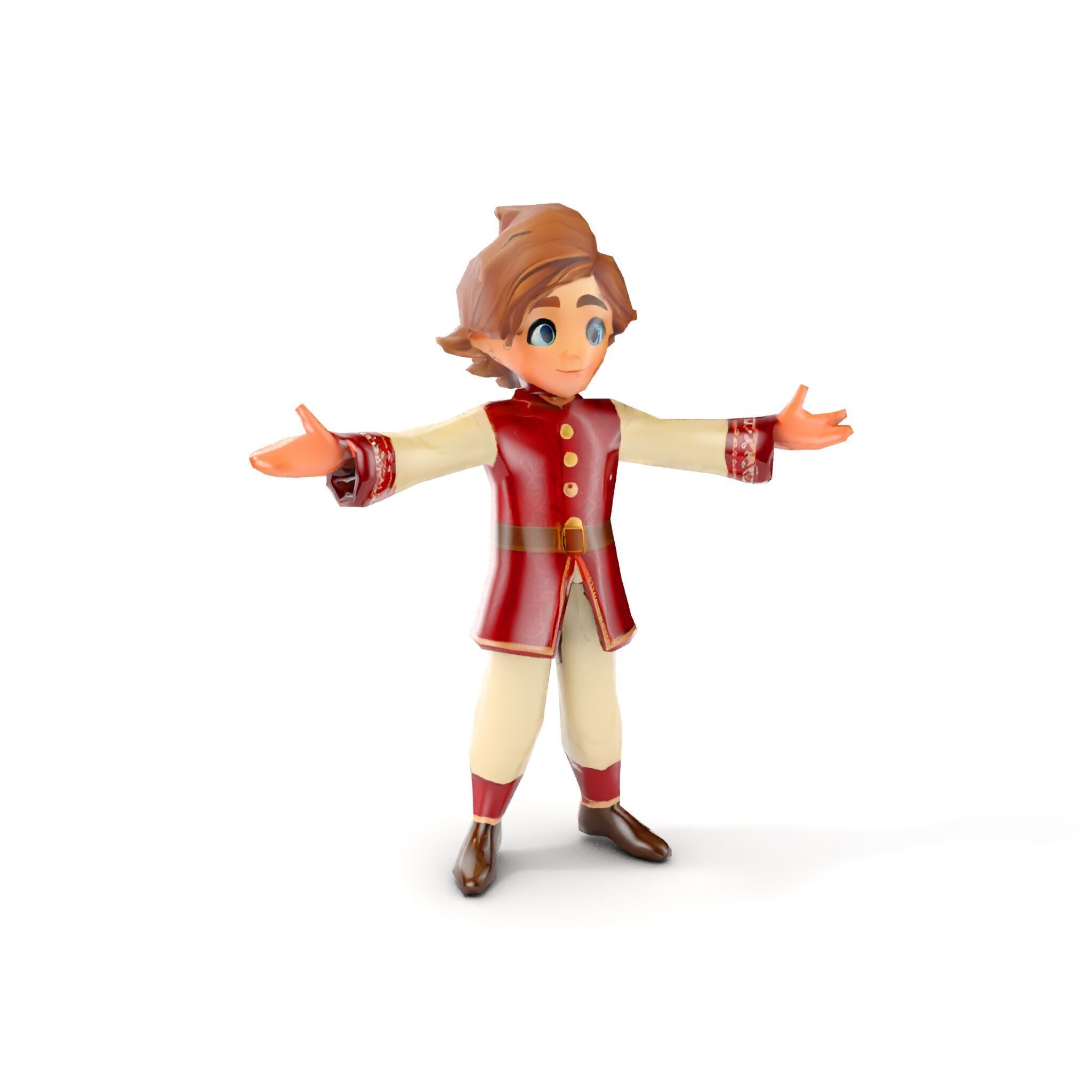 Charming Medieval Boy Character Model Rigged and Animated Low-poly 3D model_7