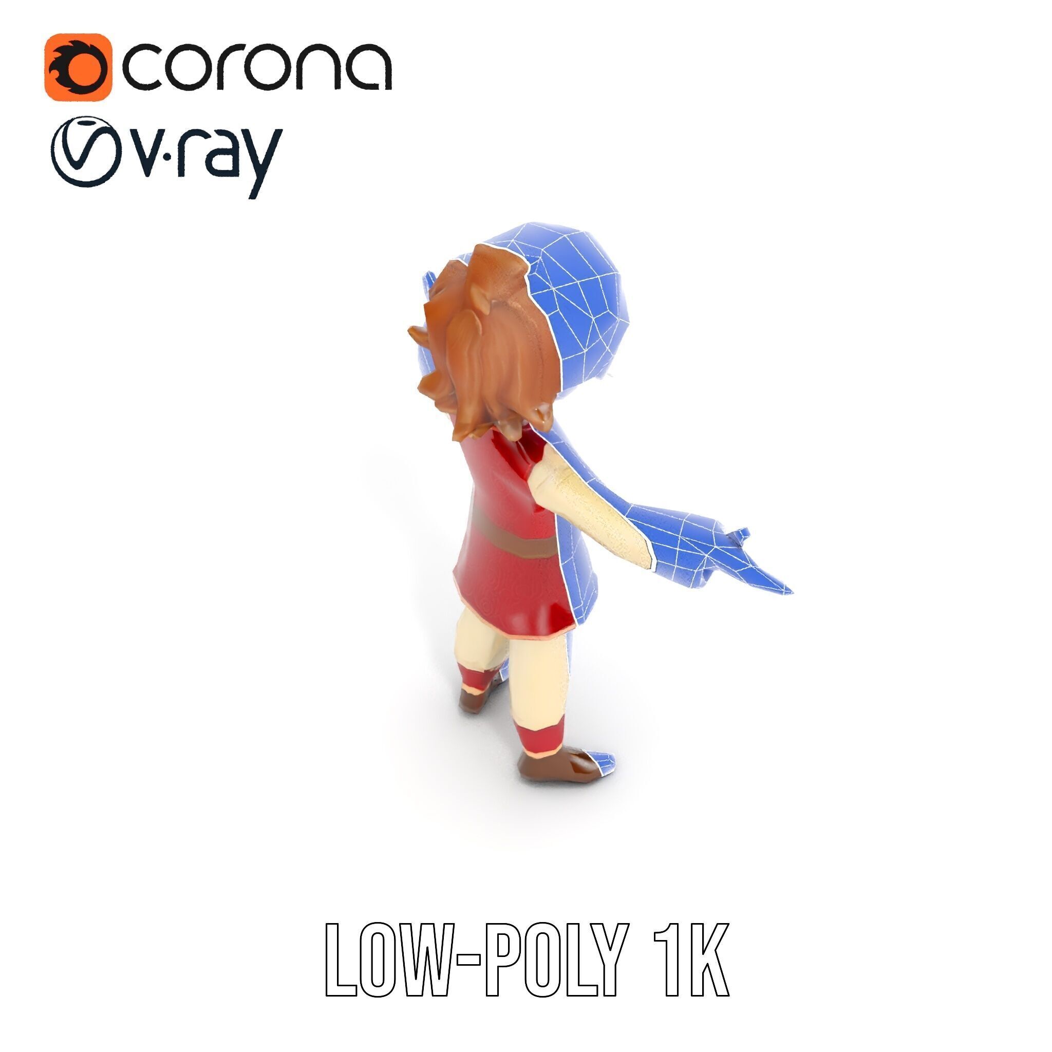 Charming Medieval Boy Character Model Rigged and Animated Low-poly 3D model_31