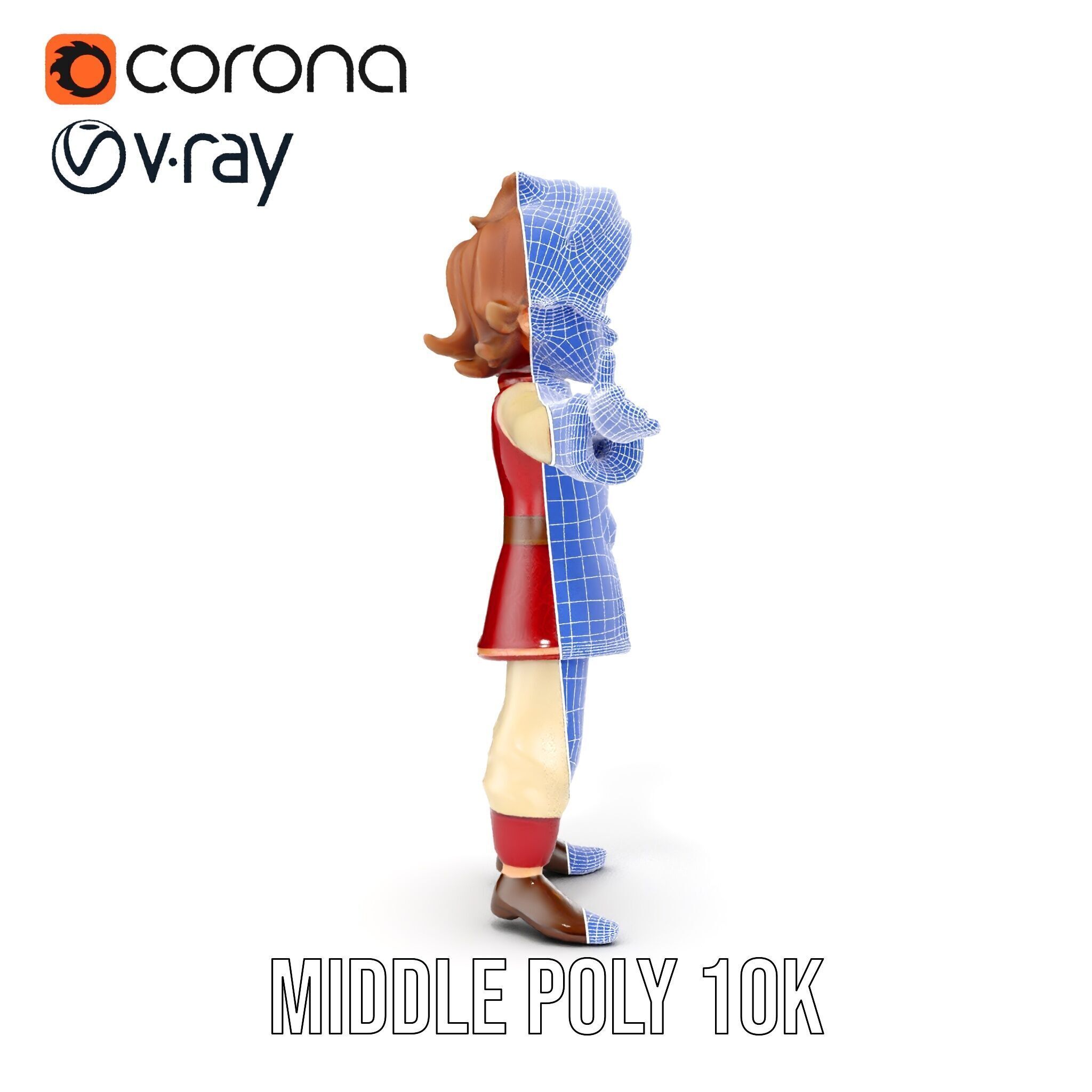 Charming Medieval Boy Character Model Rigged and Animated Low-poly 3D model_36