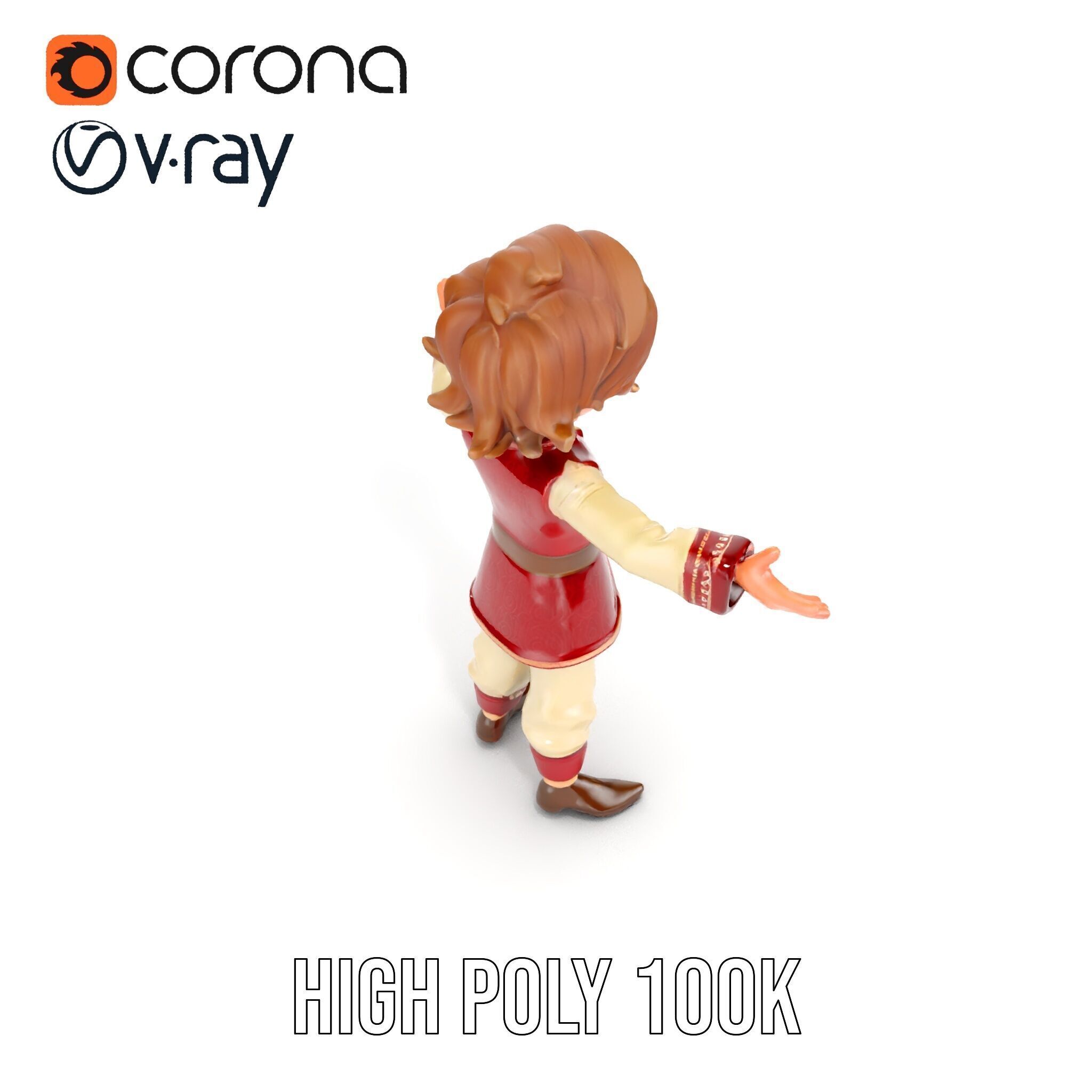 Charming Medieval Boy Character Model Rigged and Animated Low-poly 3D model_24