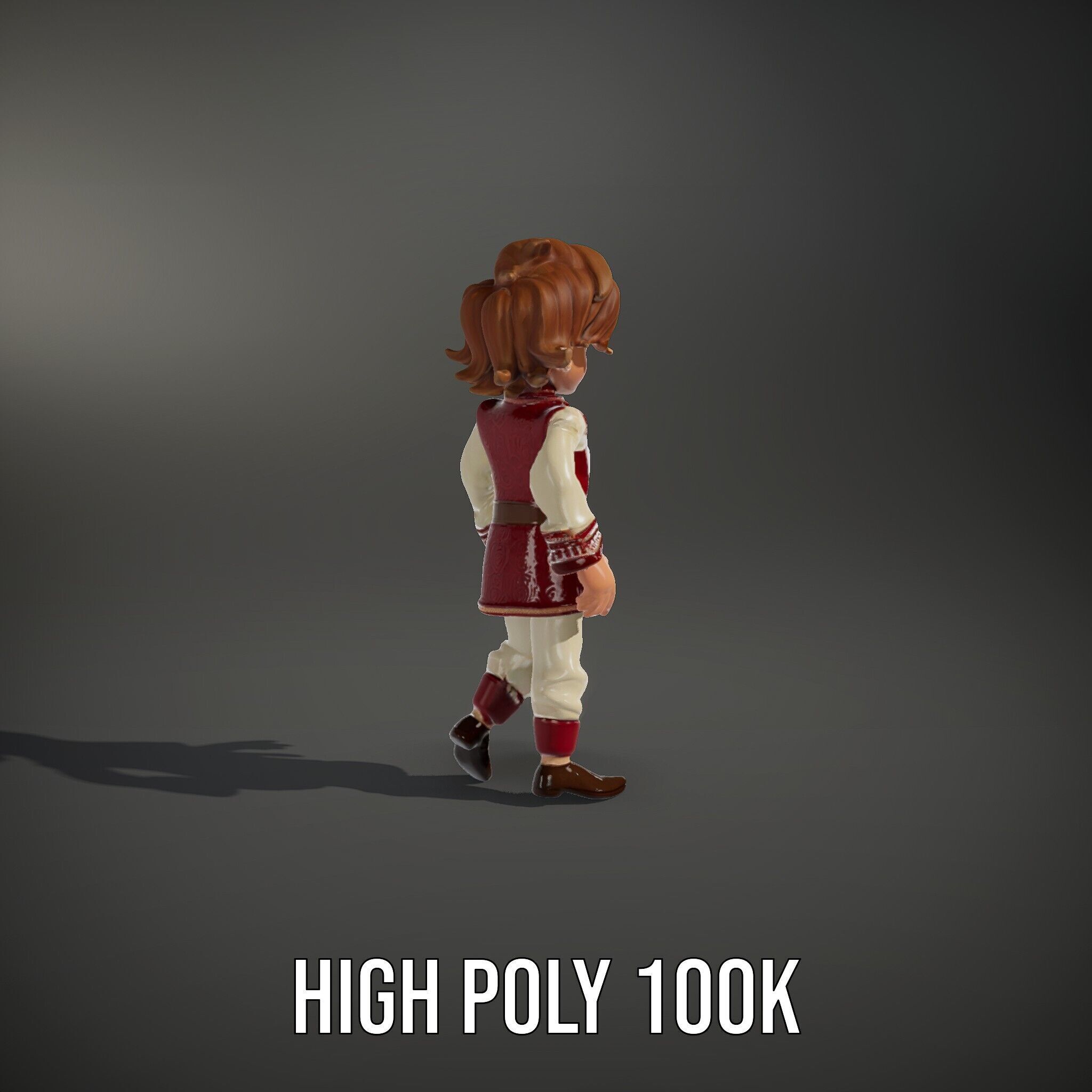 Charming Medieval Boy Character Model Rigged and Animated Low-poly 3D model_8