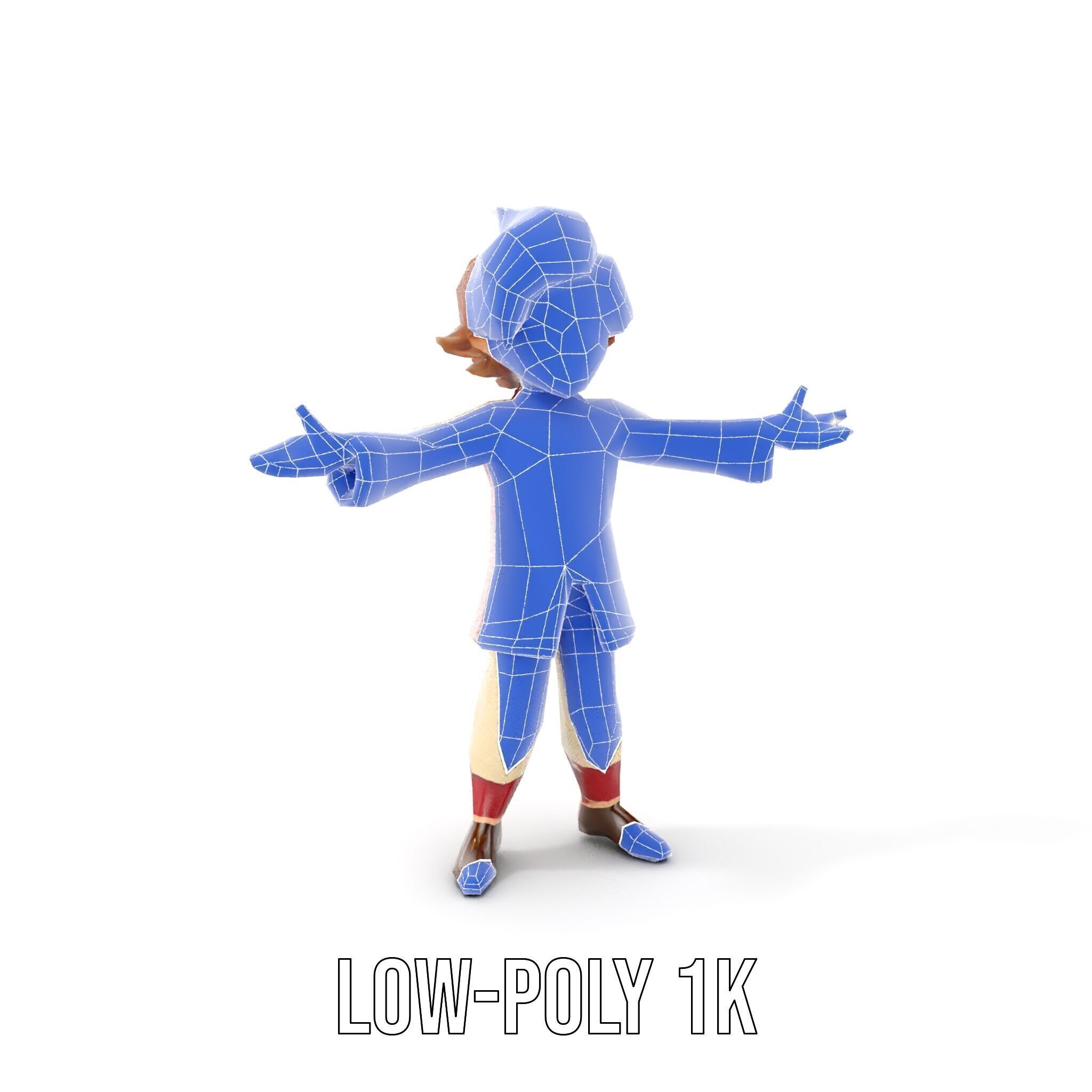 Charming Medieval Boy Character Model Rigged and Animated Low-poly 3D model_21