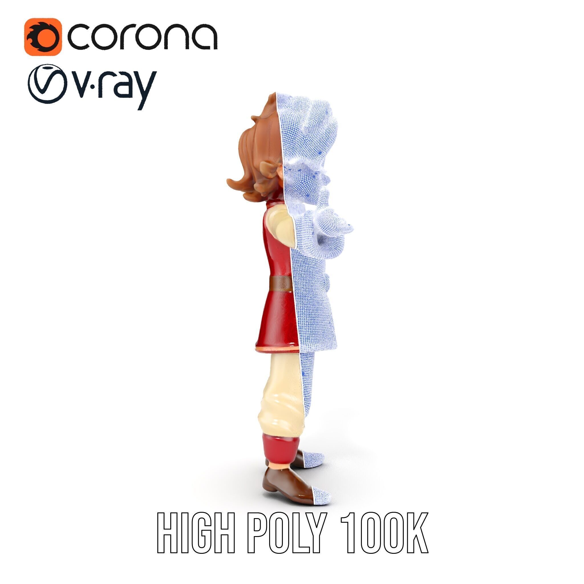 Charming Medieval Boy Character Model Rigged and Animated Low-poly 3D model_40