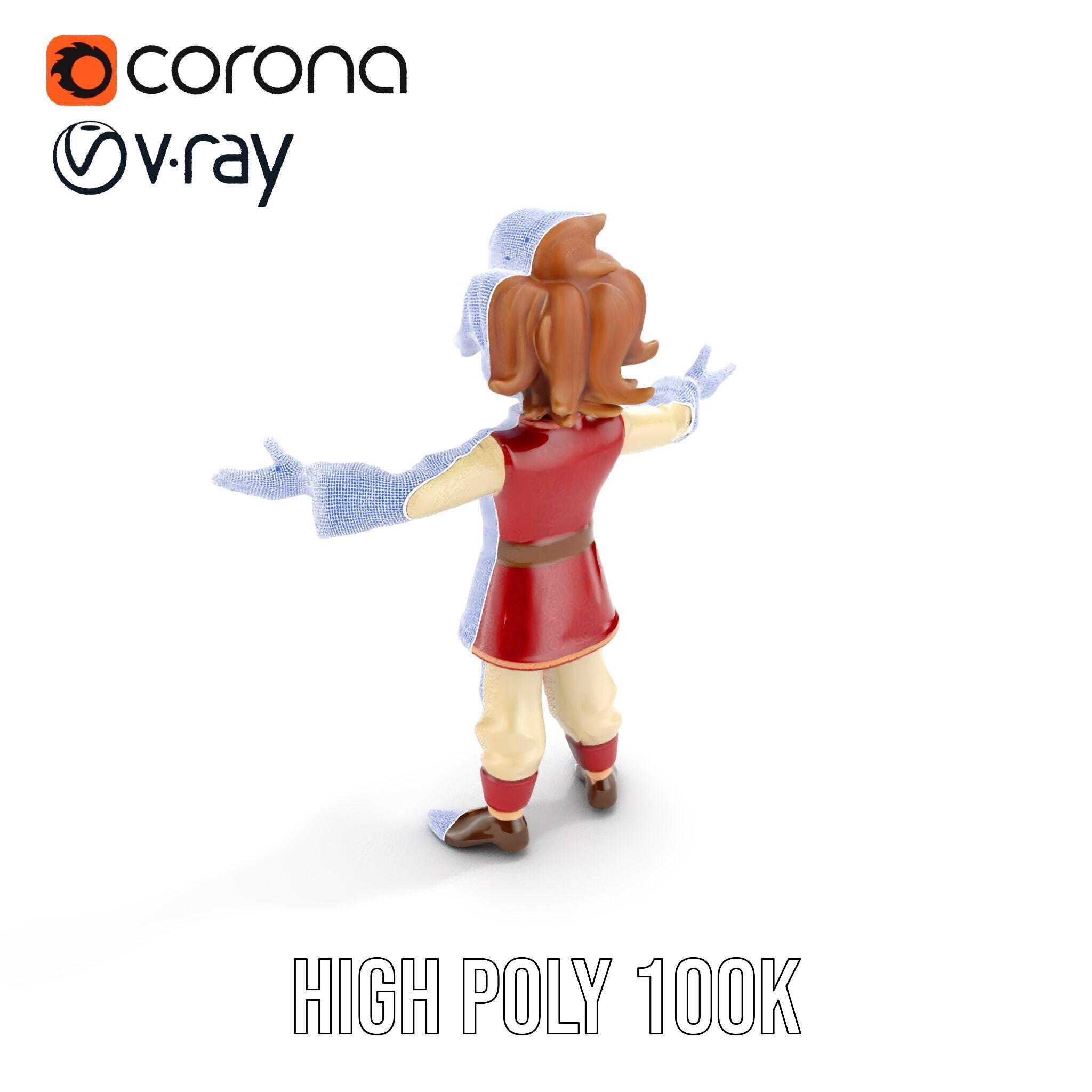 Charming Medieval Boy Character Model Rigged and Animated Low-poly 3D model_37