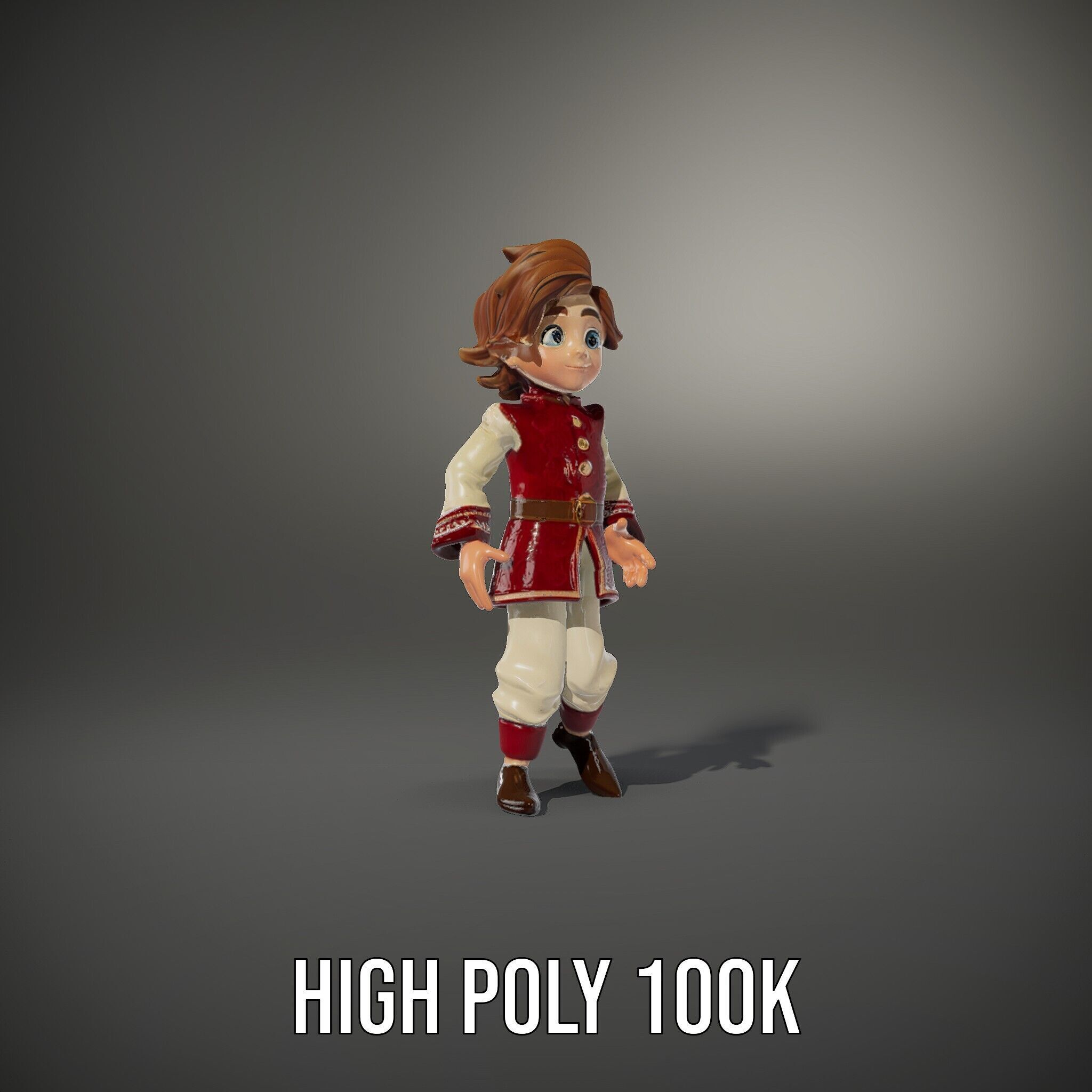 Charming Medieval Boy Character Model Rigged and Animated Low-poly 3D model_14