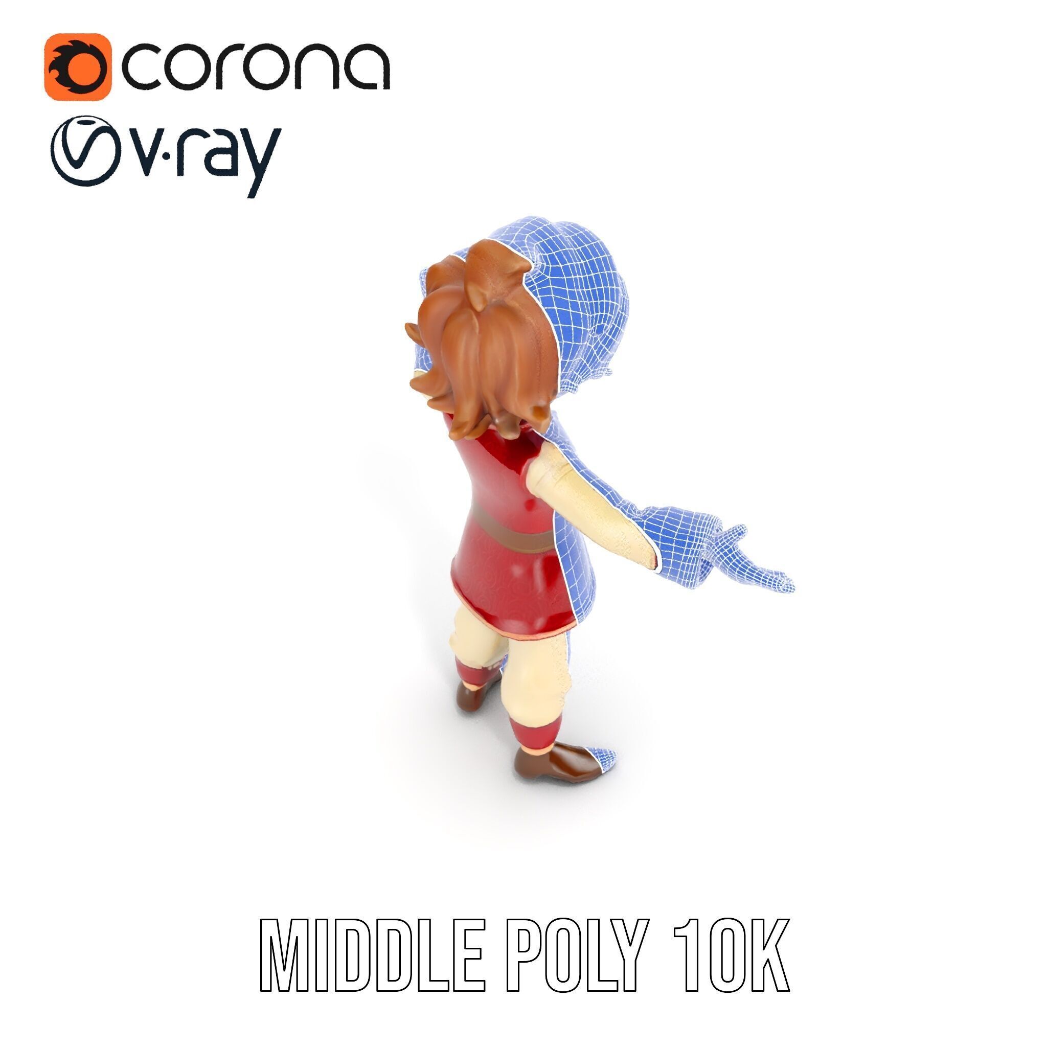 Charming Medieval Boy Character Model Rigged and Animated Low-poly 3D model_28