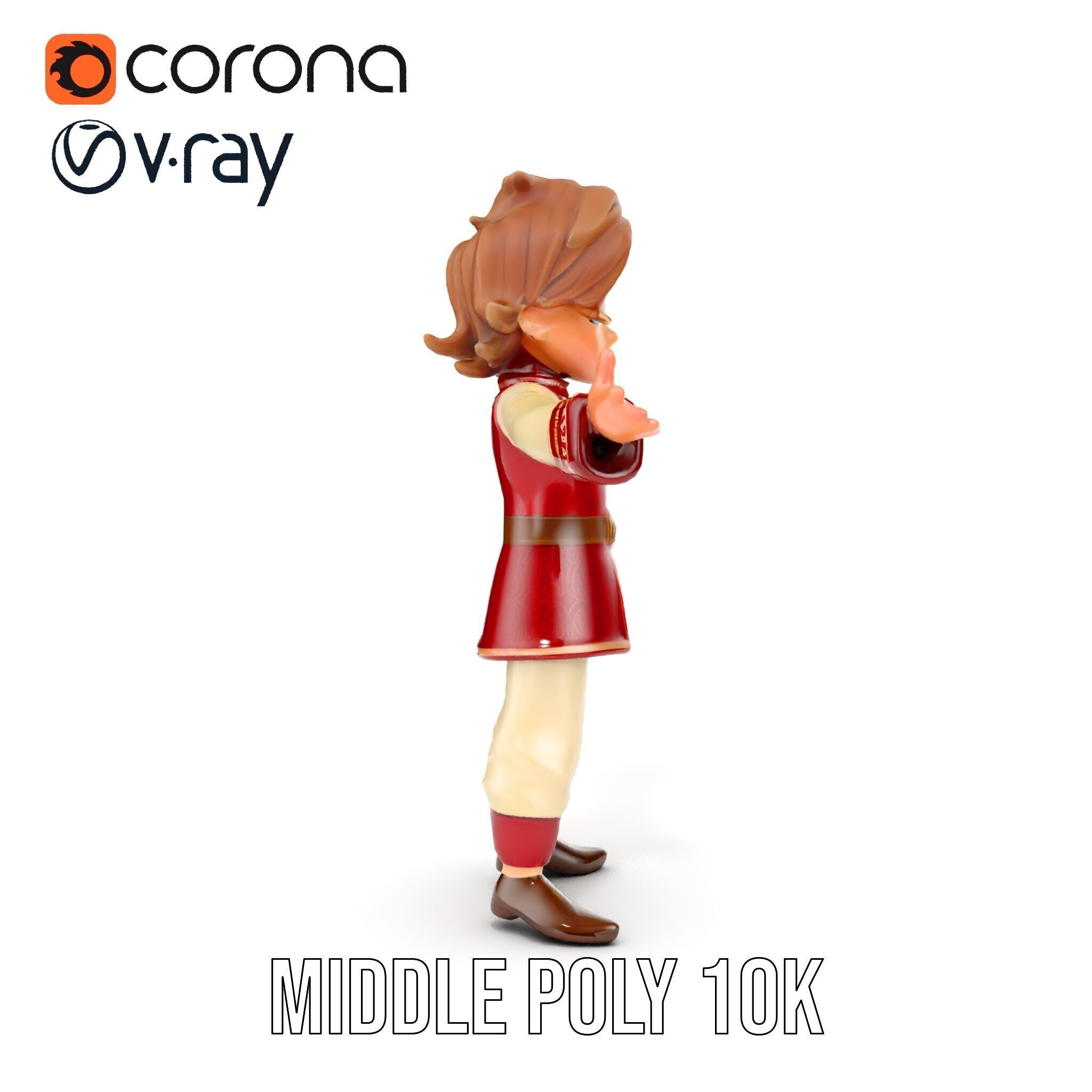 Charming Medieval Boy Character Model Rigged and Animated Low-poly 3D model_15