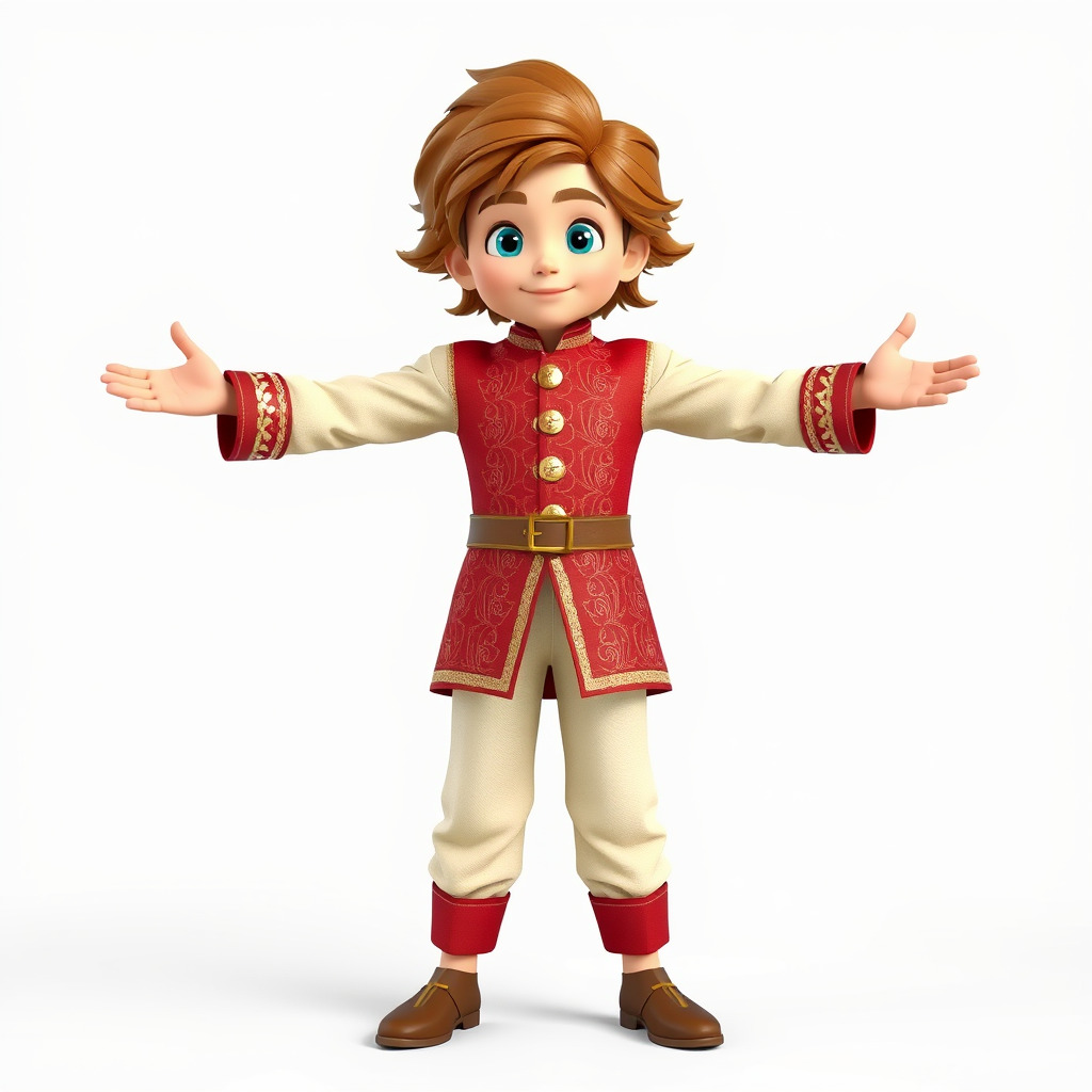 Charming Medieval Boy Character Model Rigged and Animated Low-poly 3D model_2